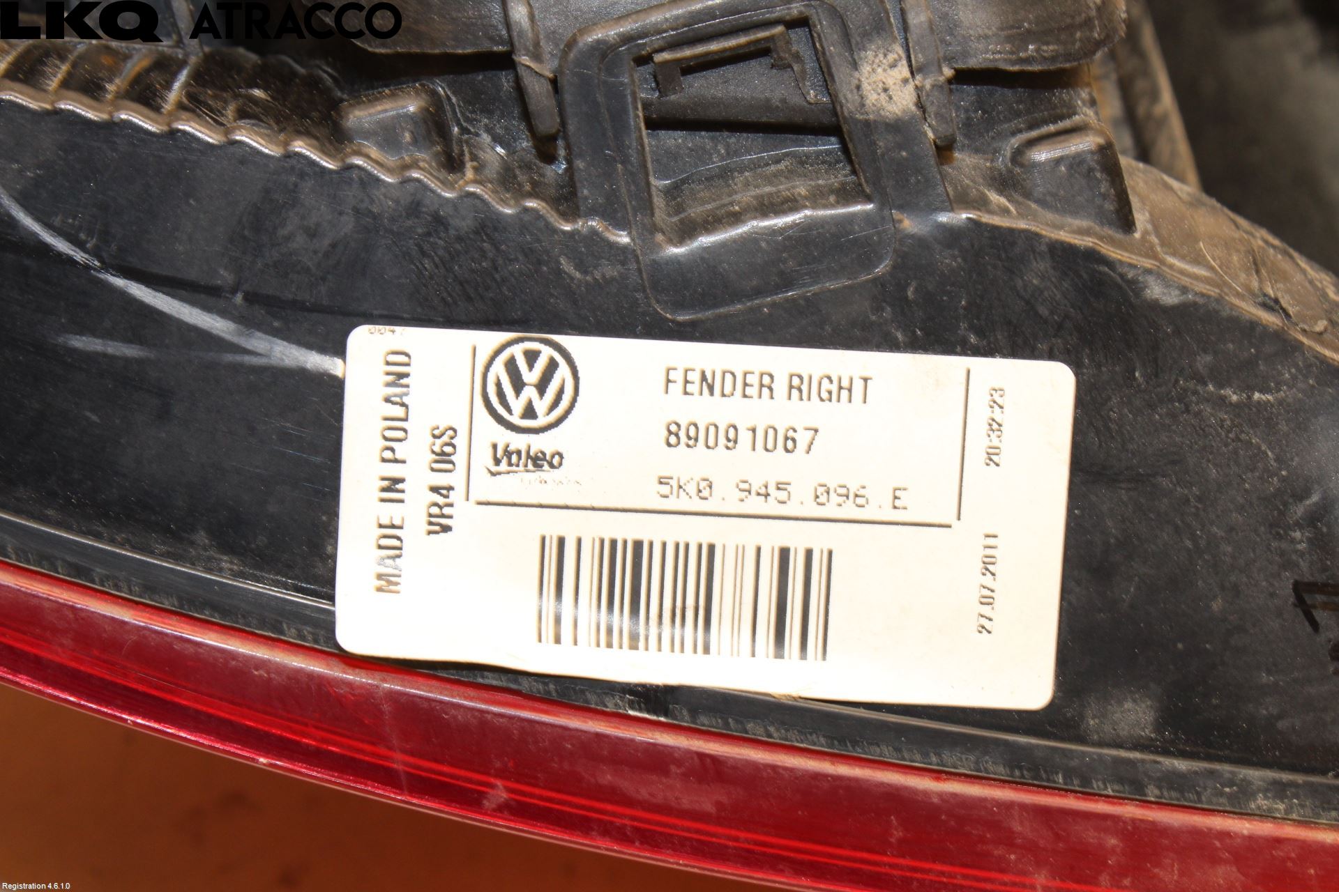 Volkswagen VW GOLF VI 09-13 Baklykt Høyre