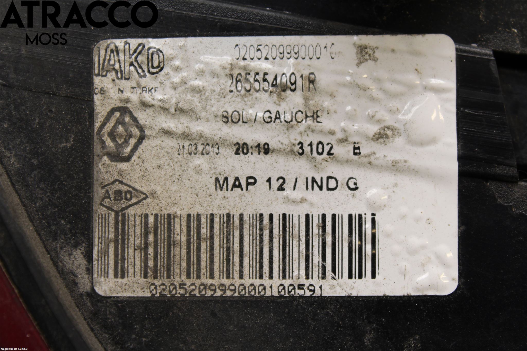 Renault CLIO IV 12-16 Baklykt Venstre