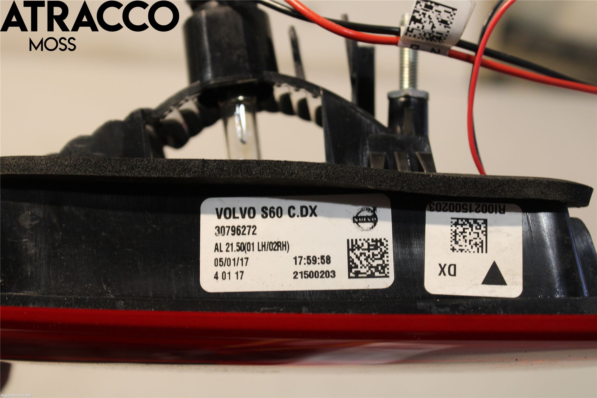 Volvo S60 14-18 Baklykt Høyre  På Luke(Indre)