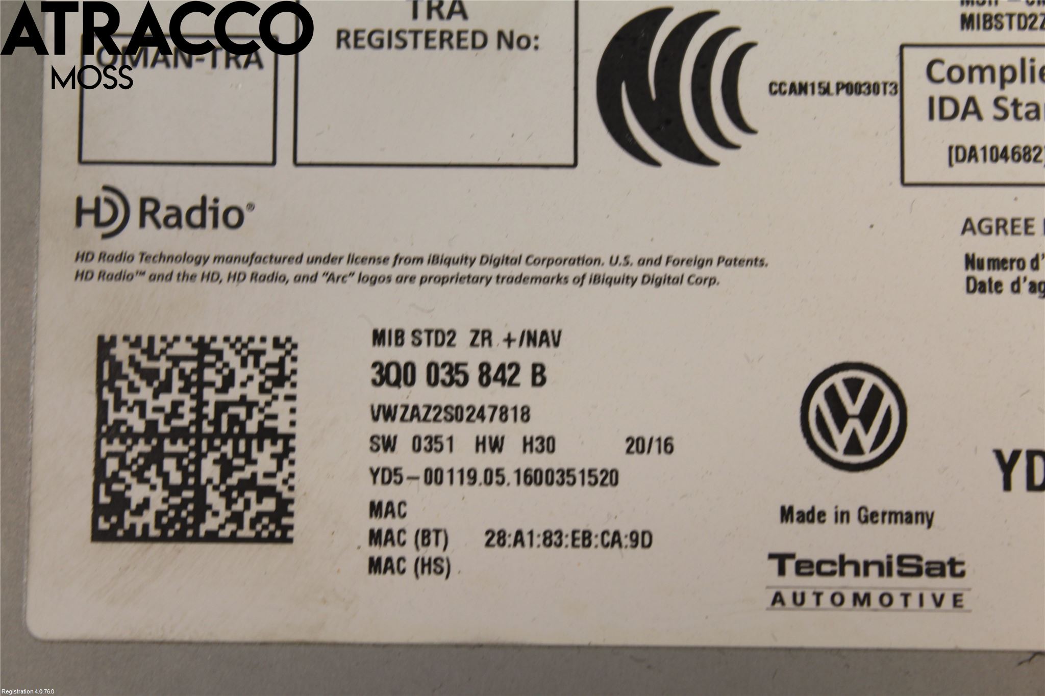 Volkswagen VW GOLF / E-GOLF VII 13-20 Stereo Radio