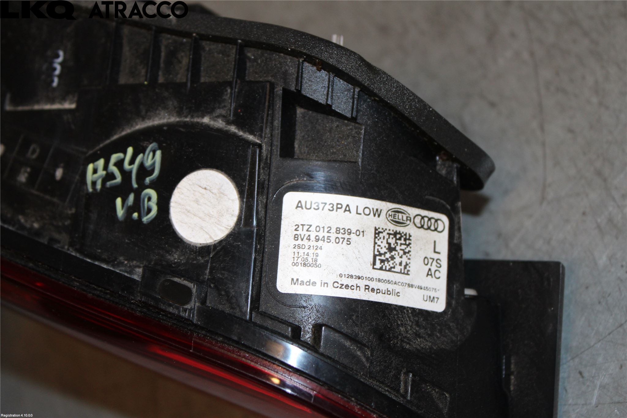 Audi A3/S3 8V 13-20 Baklykt Venstre  På Luke(Indre