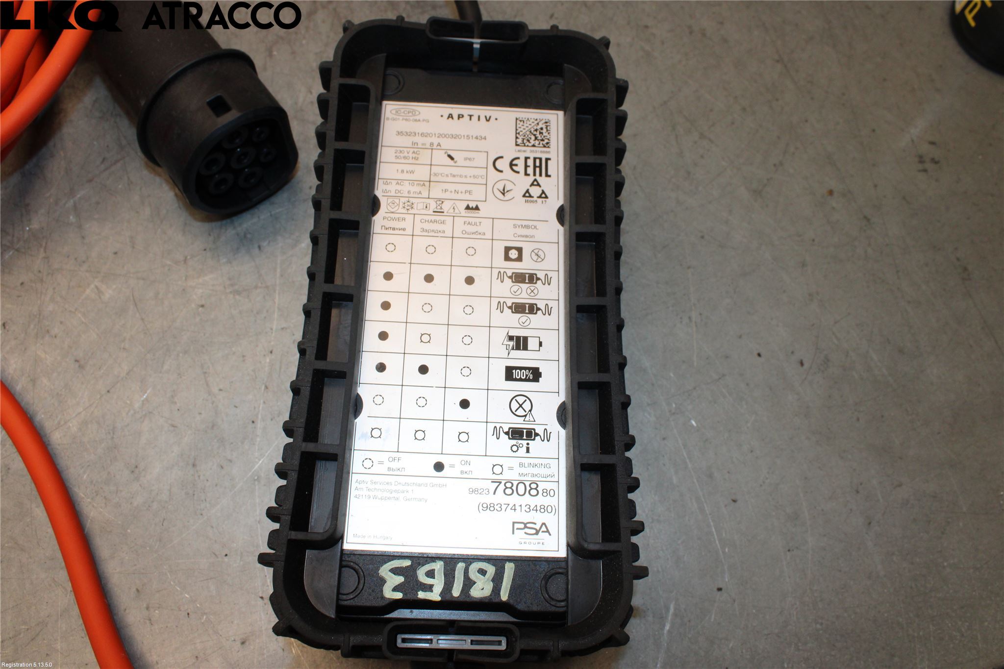 Peugeot 208/E-208 20- Laddkabel Elbil