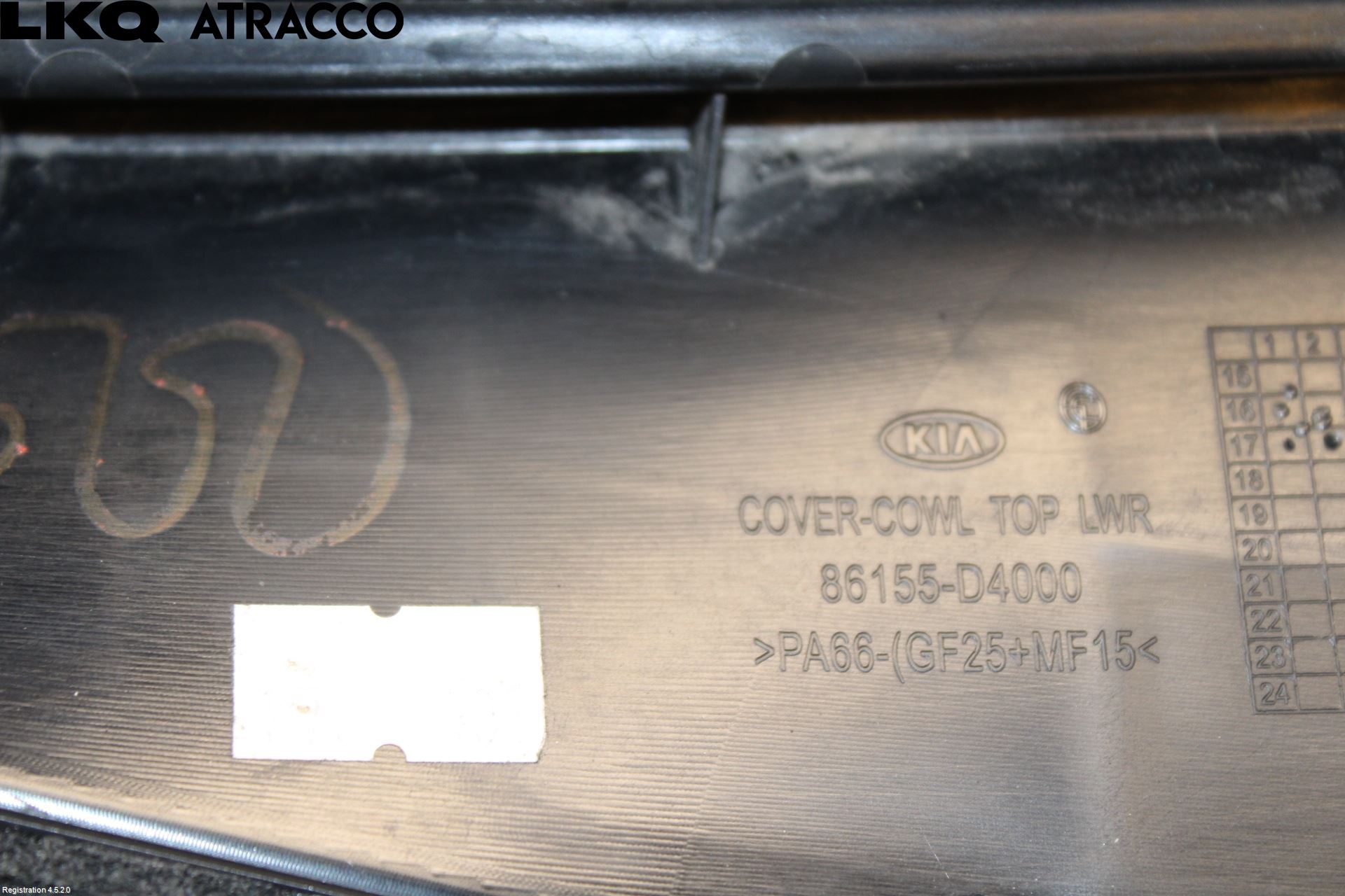 Kia OPTIMA 16-20 Visker Deksel-Grill-Under Frr