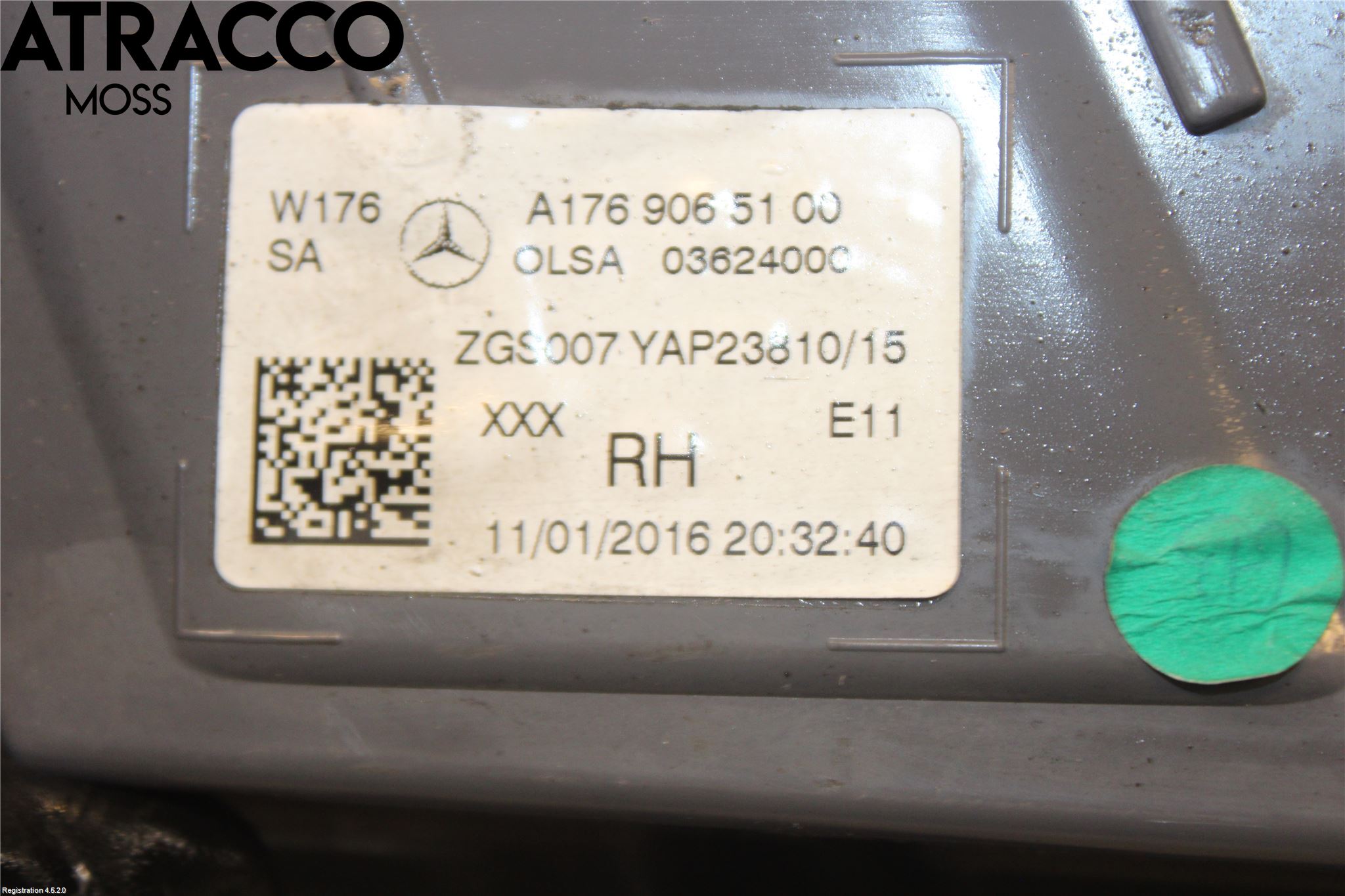 Mercedes-Benz MB A-KLASS (W176) 13-18 Baklykt Høyre