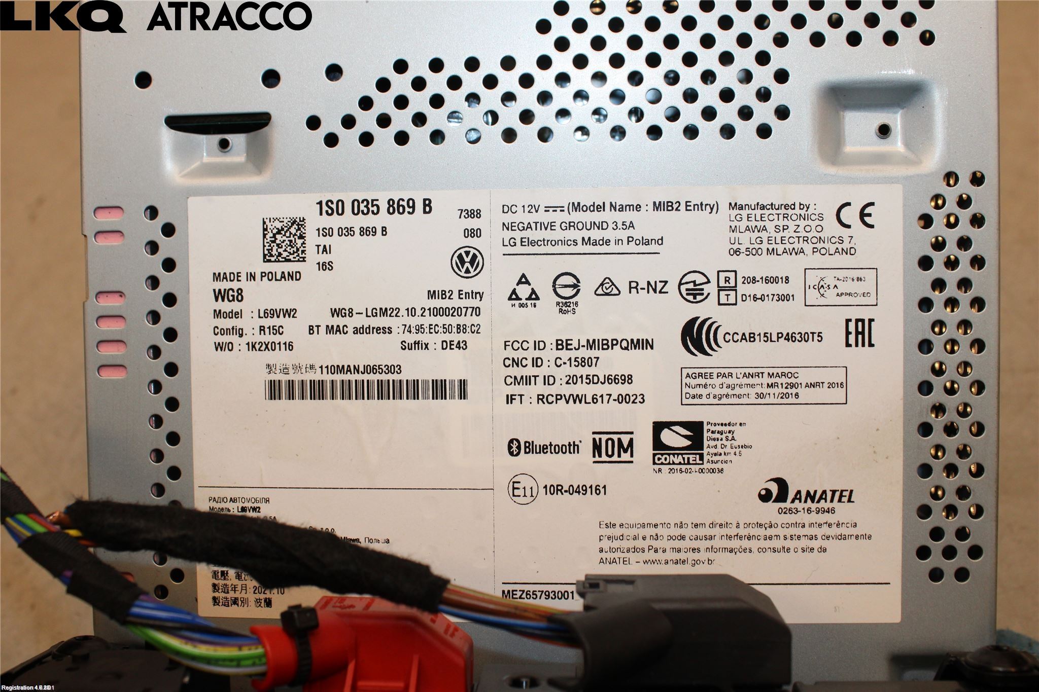 Volkswagen VW UP! / E-UP! Stereo Radio