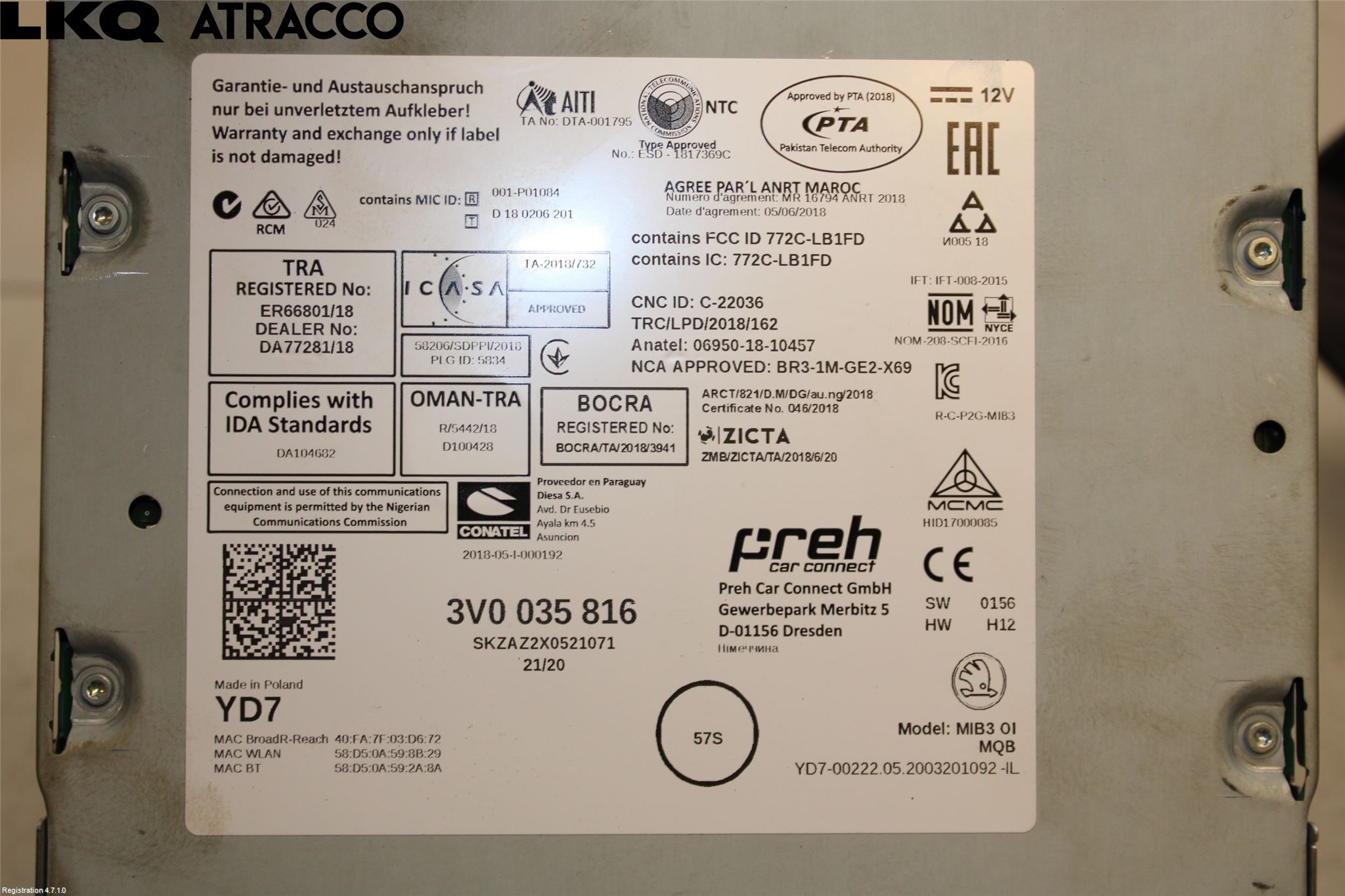 Skoda SUPERB 16-24 Stereo Radio Med Cd