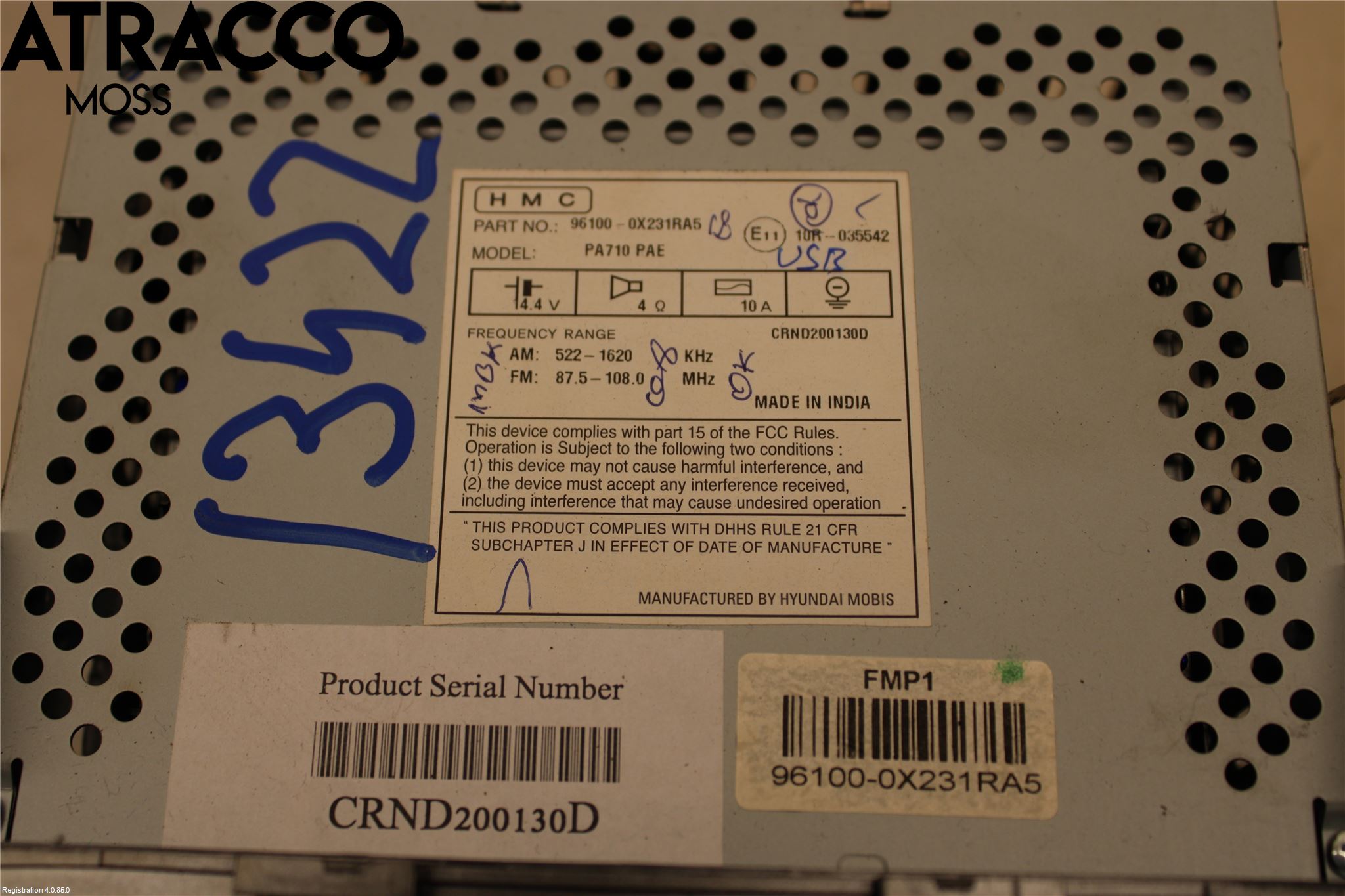 Hyundai i10 PA 08-13 Stereo Radio Med Cd