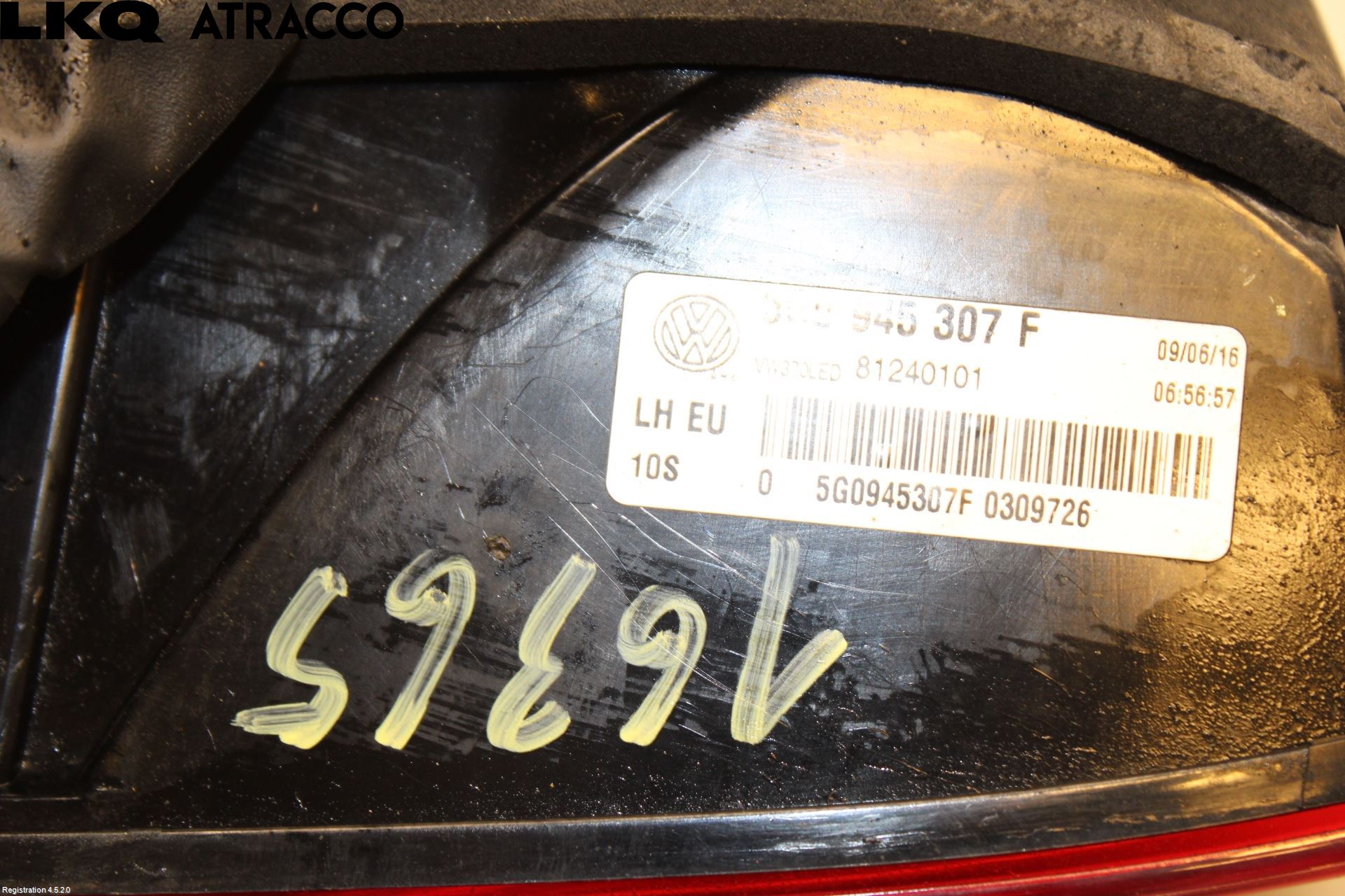 Volkswagen VW GOLF / E-GOLF VII 13-20 Baklykt Venstre  På Luke(Indre