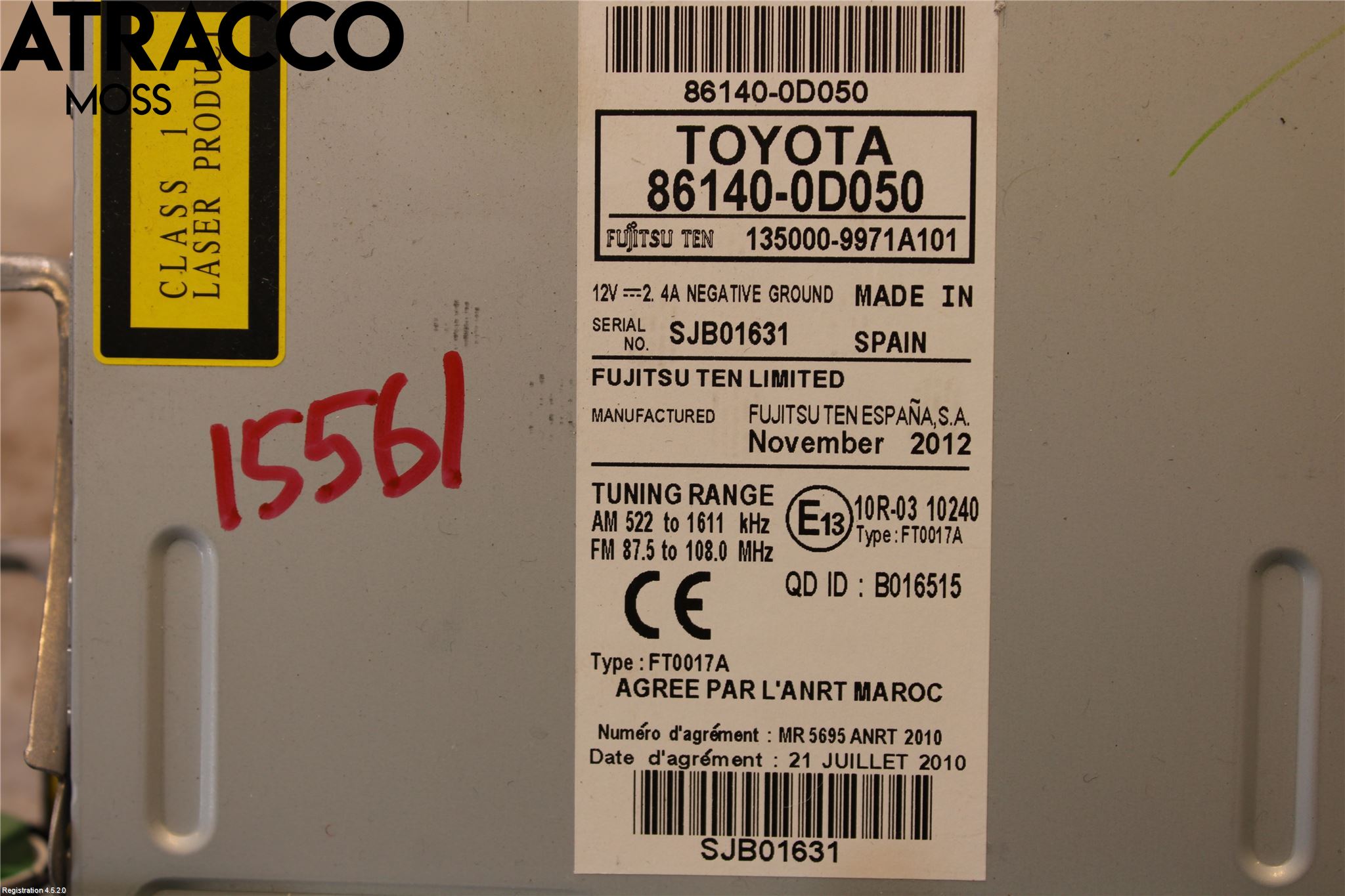 Toyota YARIS XP130 12-14 Stereo Radio Med Cd