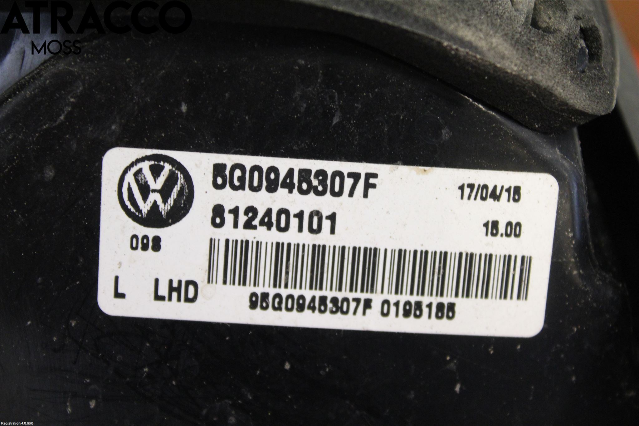 Volkswagen VW GOLF / E-GOLF VII 13-20 Baklykt Venstre  På Luke(Indre