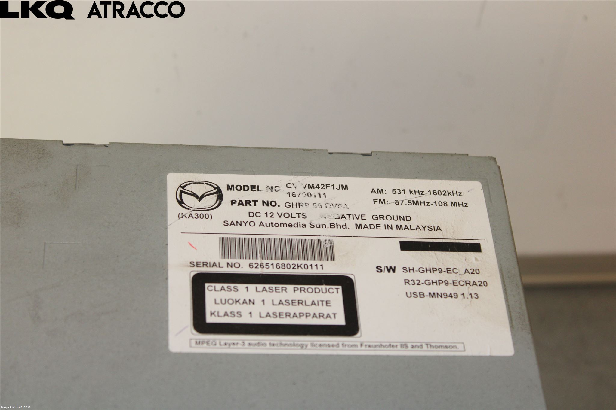 Mazda 6 13- Stereo Radio Med Cd