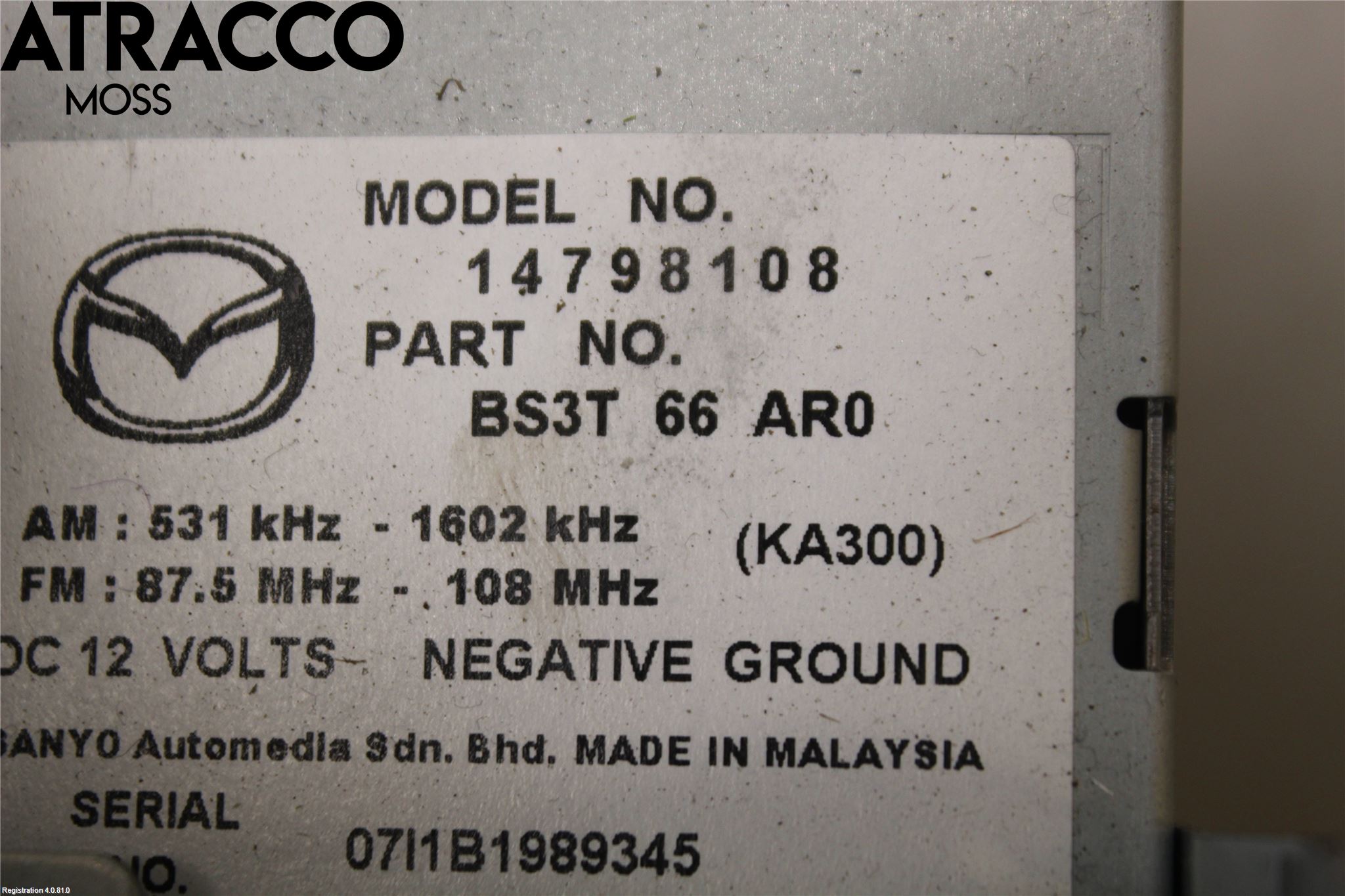 Mazda 3 I 07-08 Stereo Radio Med Cd