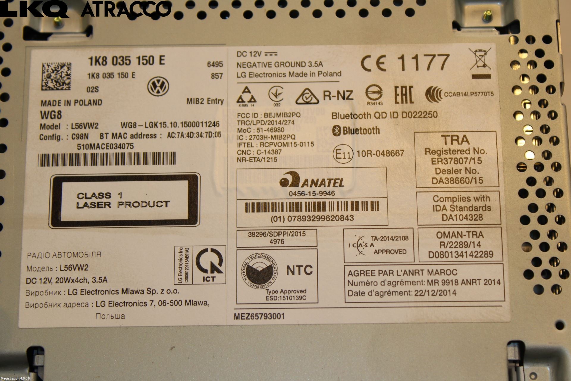 Volkswagen VW TRANSP/CARAVELLE (T6) 16-22 Stereo Radio Med Cd