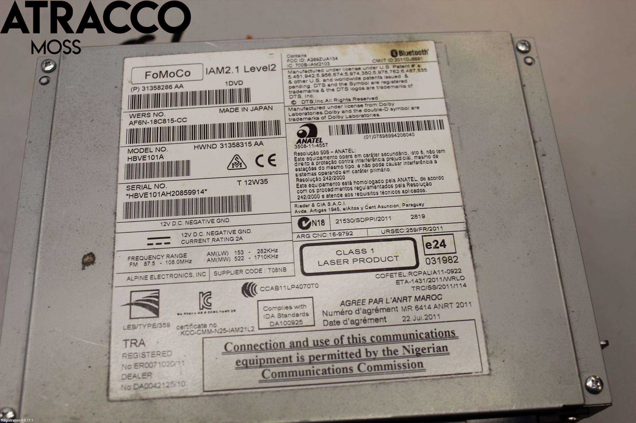 Volvo V60 11-13 Stereo Radio