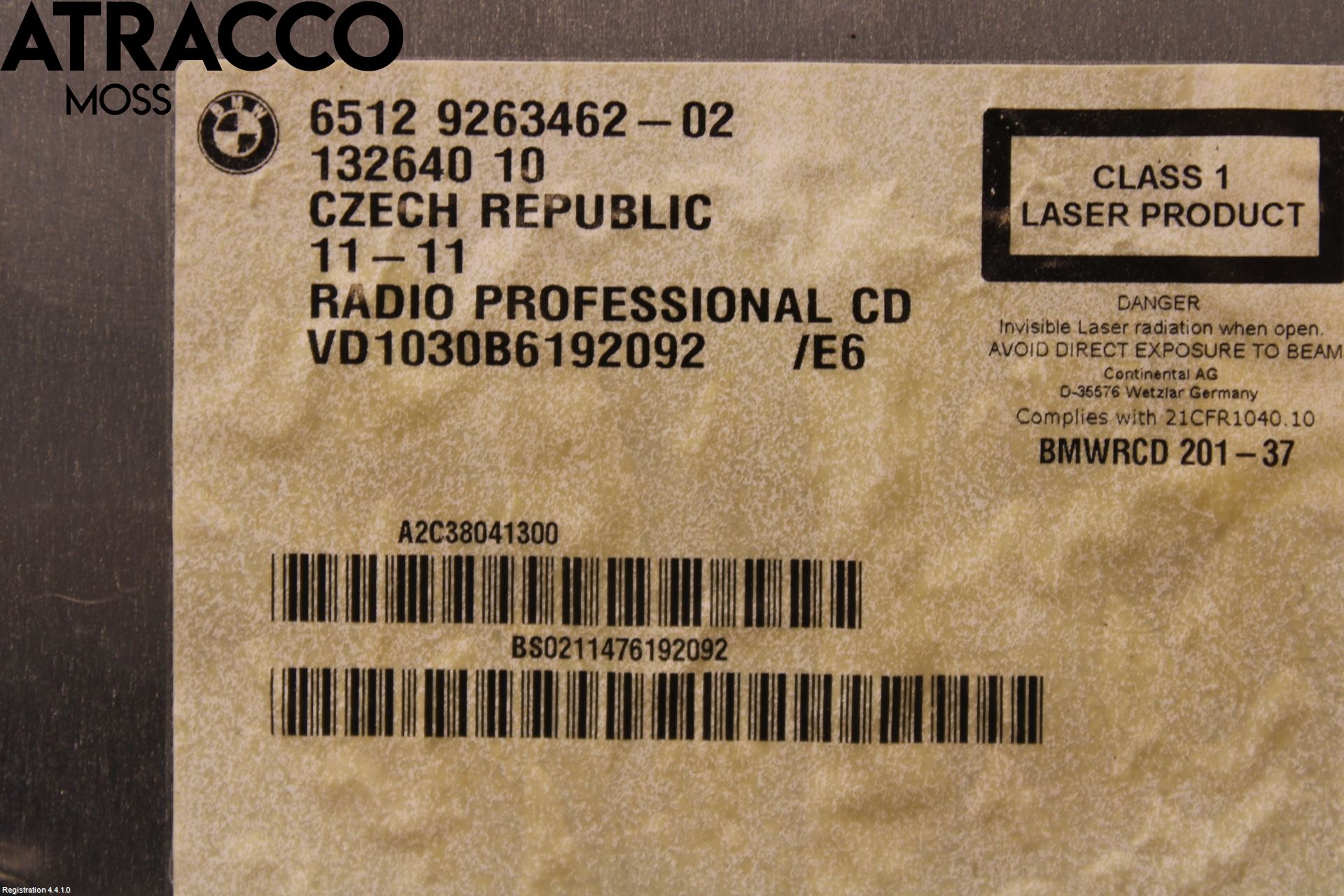 BMW X1 E84 10-15 Stereo Radio Med Cd