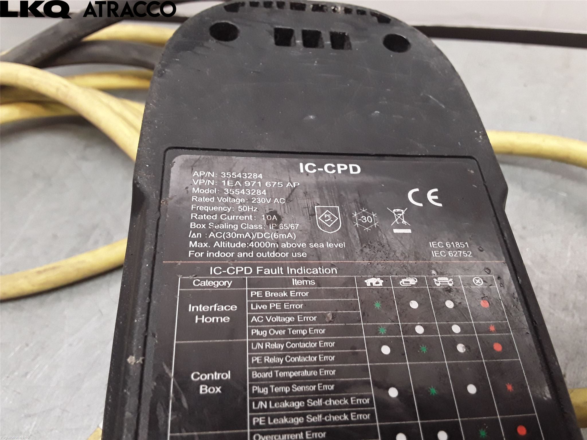 Volkswagen VW GOLF / E-GOLF VII 13-20 Laddkabel Elbil