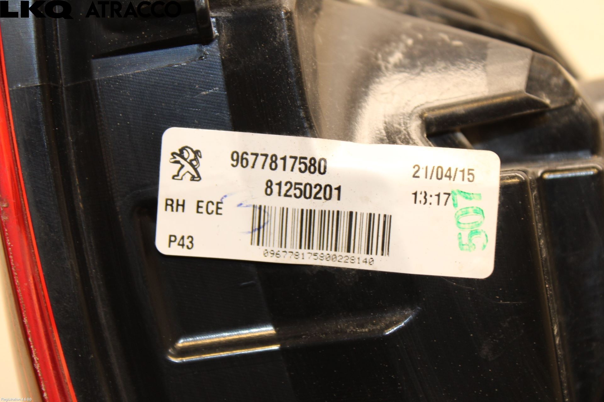 Peugeot 308 14-21 Baklykt Høyre