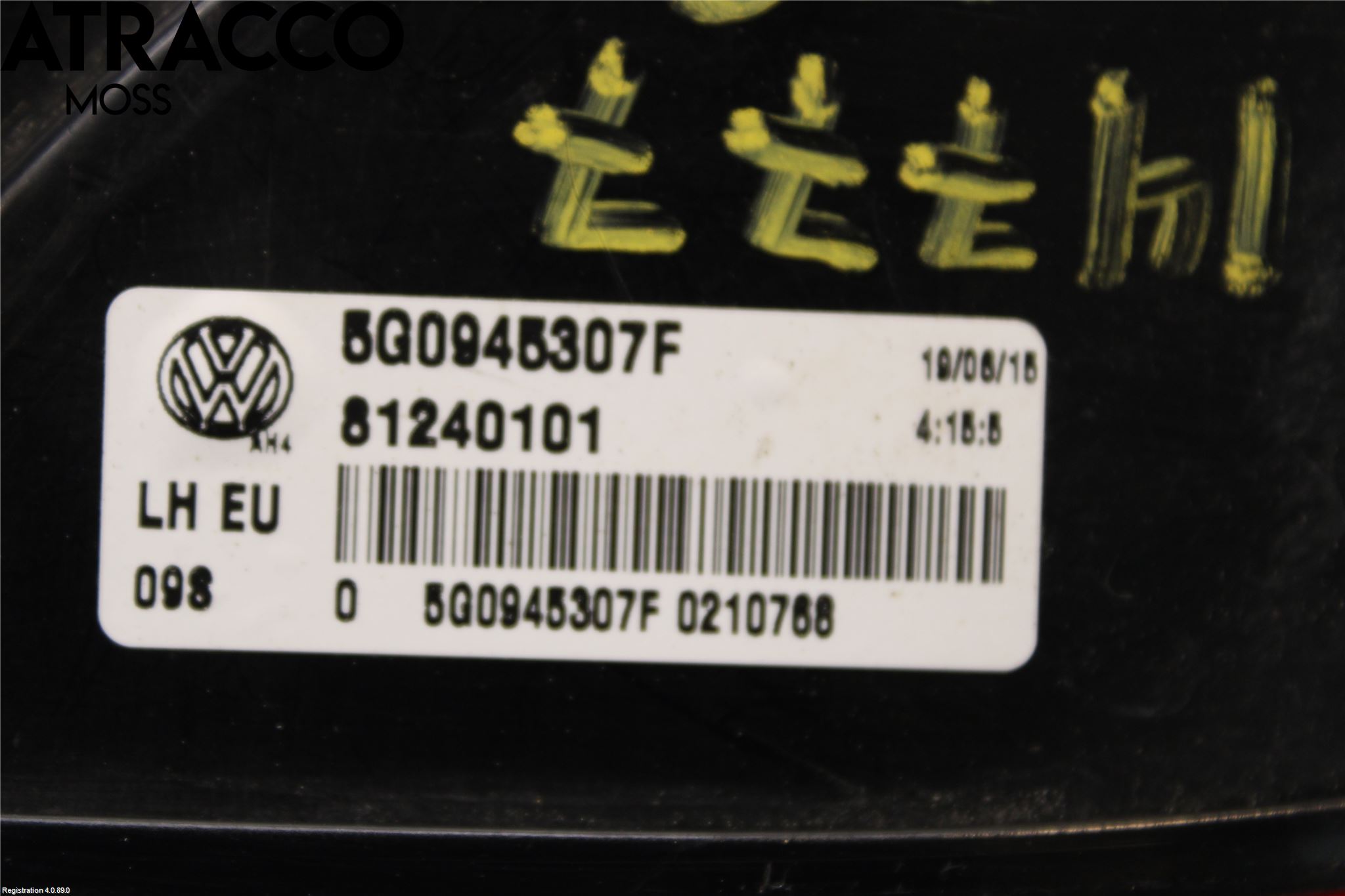 Volkswagen VW GOLF / E-GOLF VII 13-20 Baklykt Venstre  På Luke(Indre