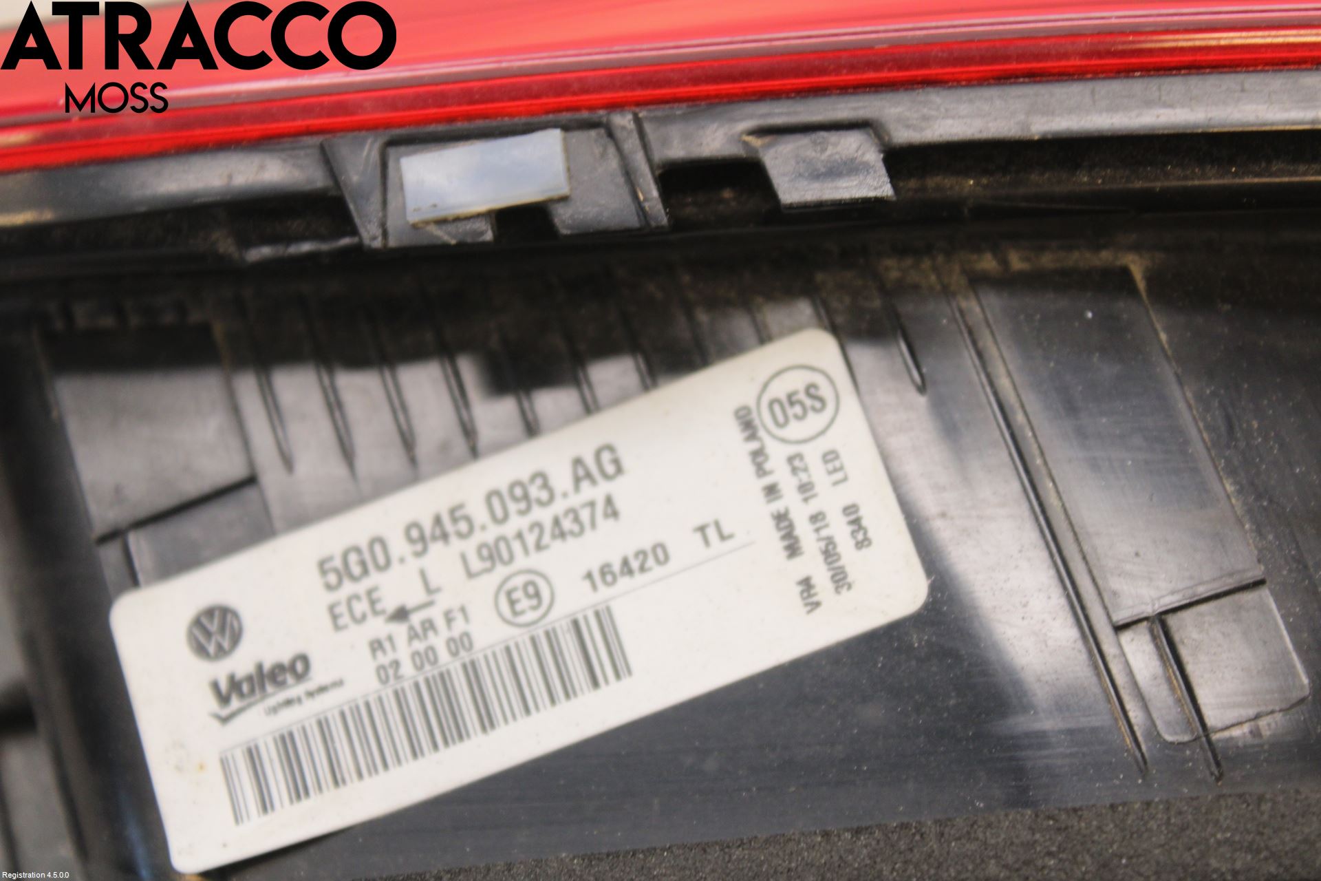 Volkswagen VW GOLF / E-GOLF VII 13-20 Baklykt Venstre  På Luke(Indre