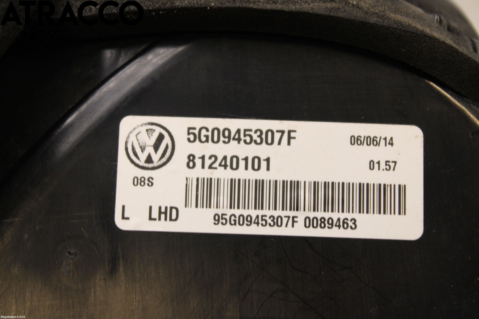 Volkswagen VW GOLF / E-GOLF VII 13-20 Baklykt Venstre  På Luke(Indre