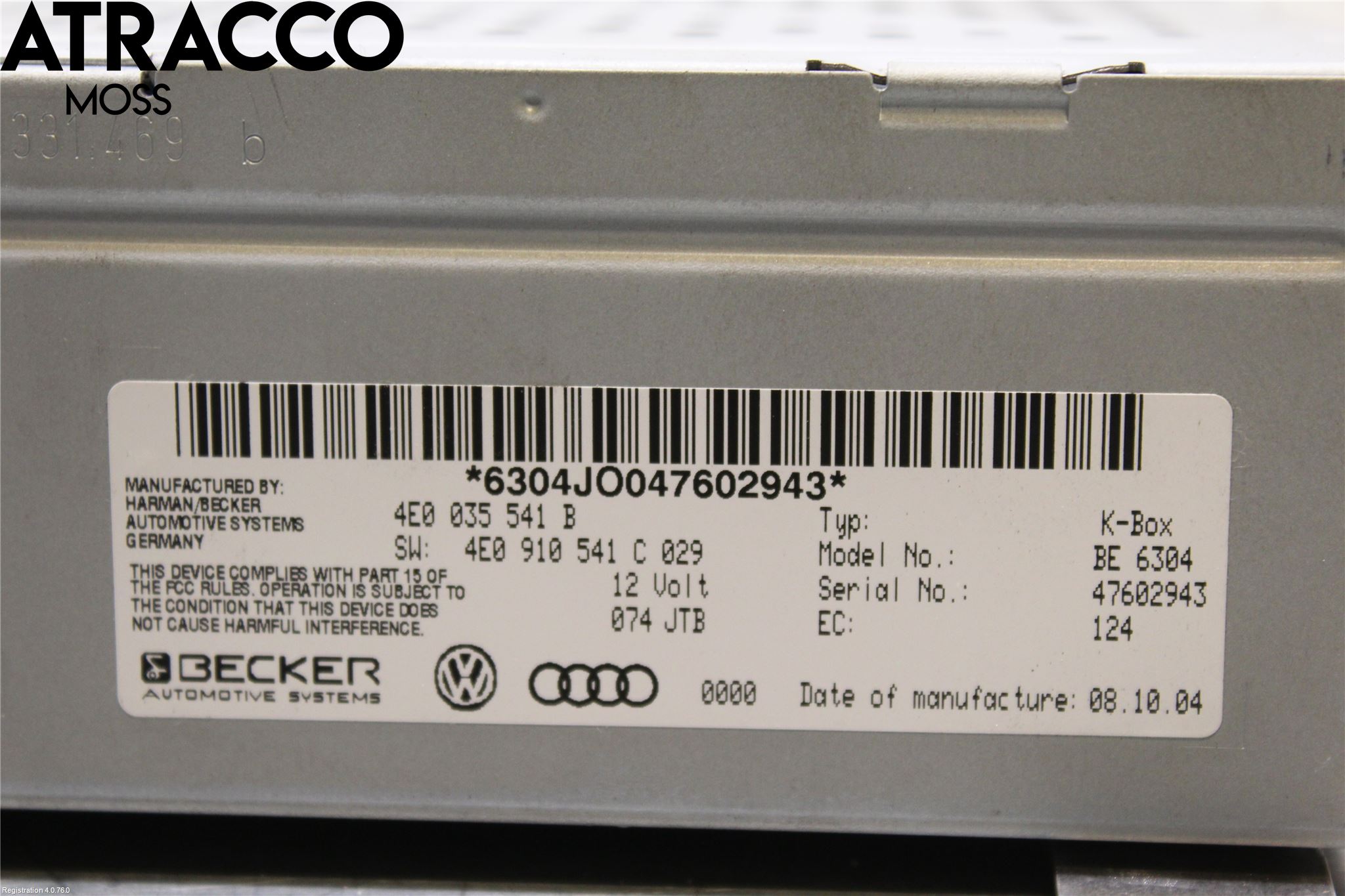 Audi A8/S8 4E  02-09 Stereo Radio Med Cd