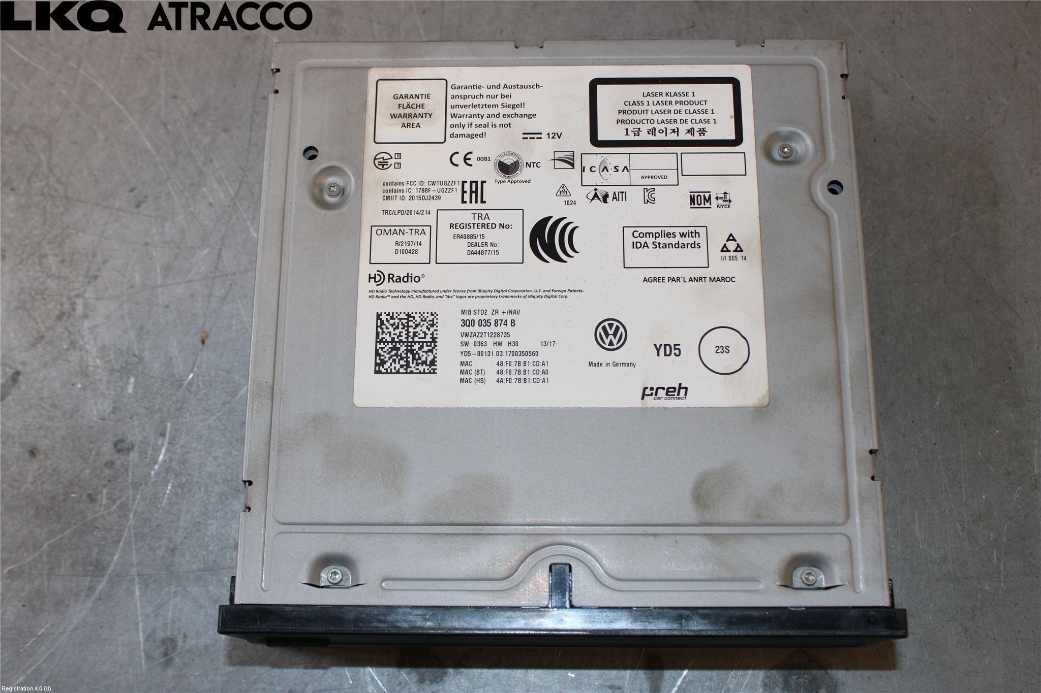 Volkswagen VW GOLF / E-GOLF VII 13-20 Stereo Radio Øvrig