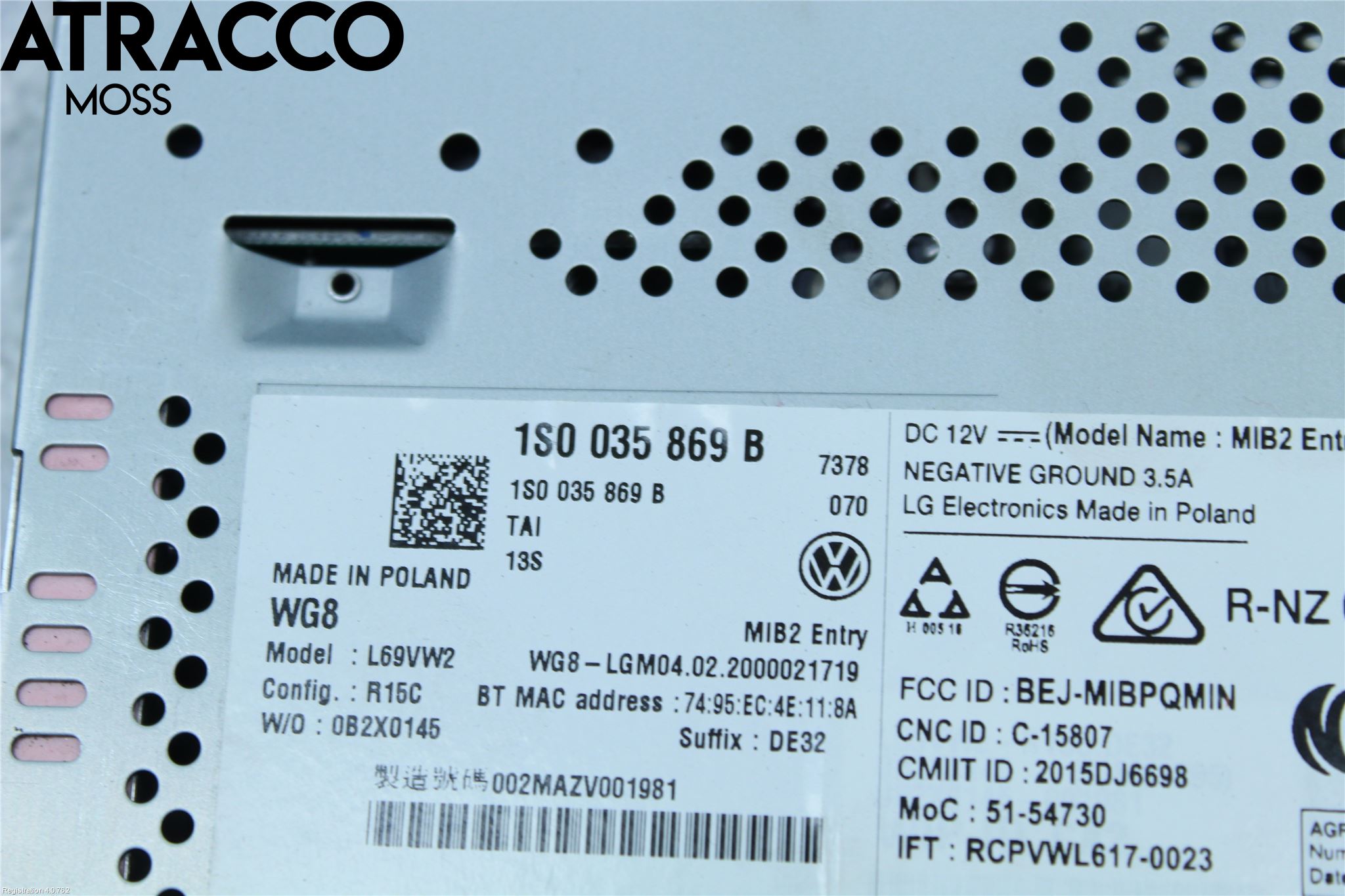 Volkswagen VW UP! / E-UP! Stereo Radio Med Cd