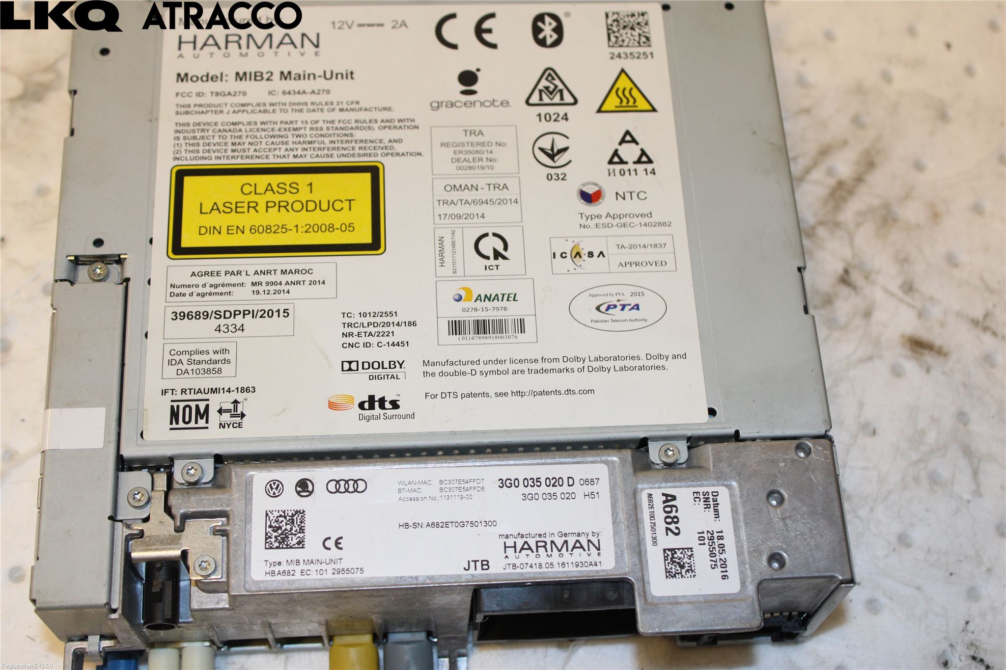 Volkswagen VW PASSAT 15-19 Stereo Radio Med Cd
