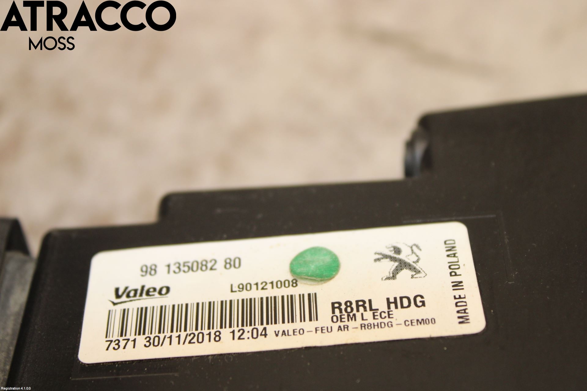 Peugeot 508 19- Baklykt Venstre  På Luke(Indre