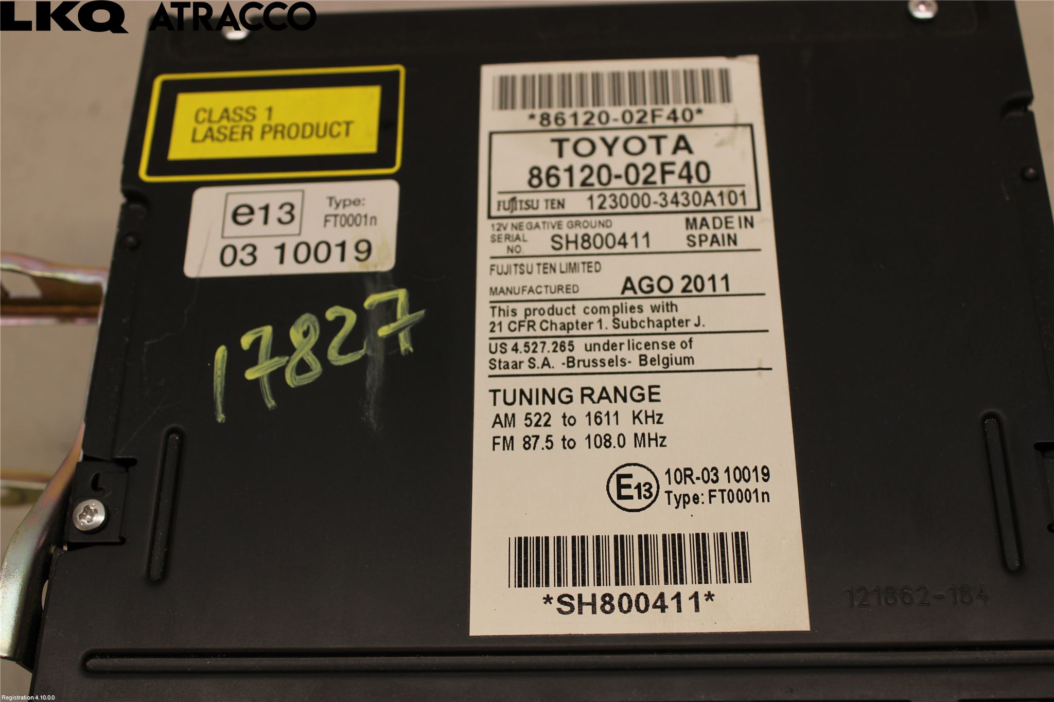 Toyota AURIS 10-12 Stereo Radio Med Cd