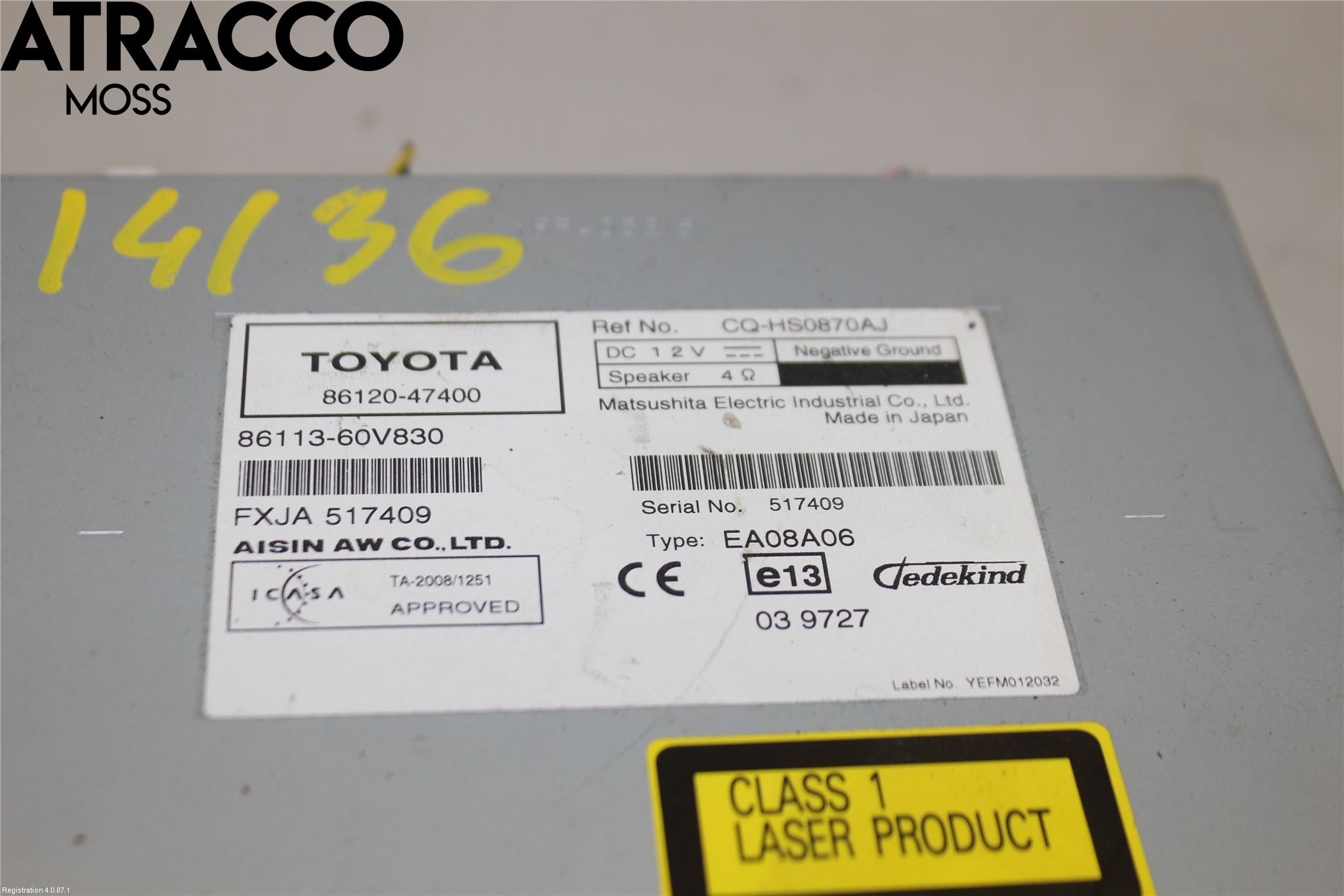 Toyota PRIUS ZVW30 09-20 Stereo Radio