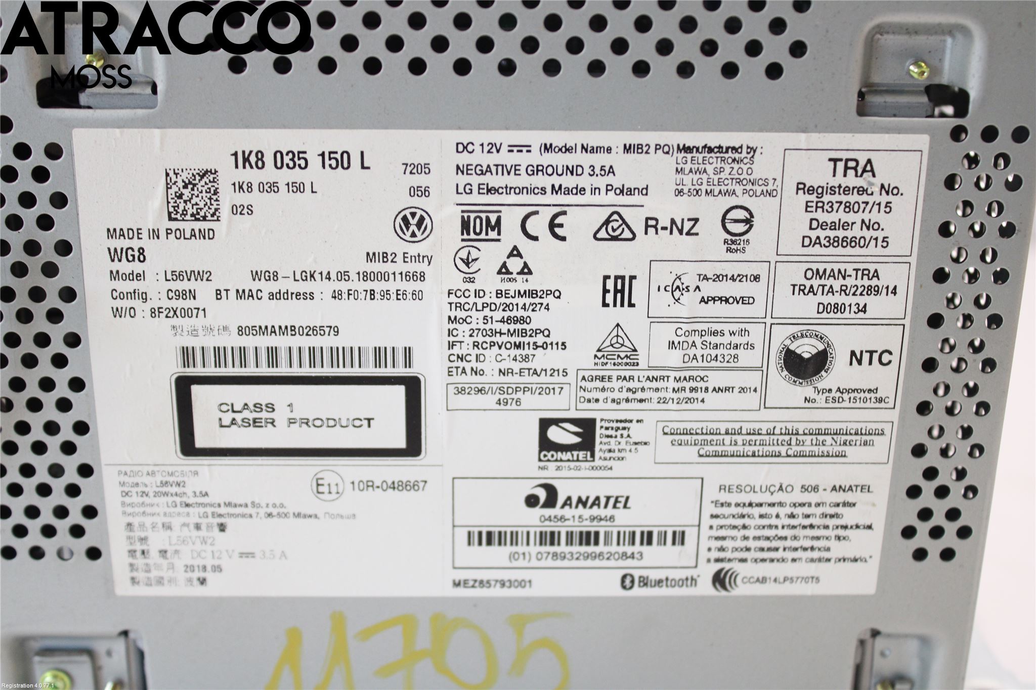 Volkswagen VW CADDY 16-20 Stereo Radio Med Cd