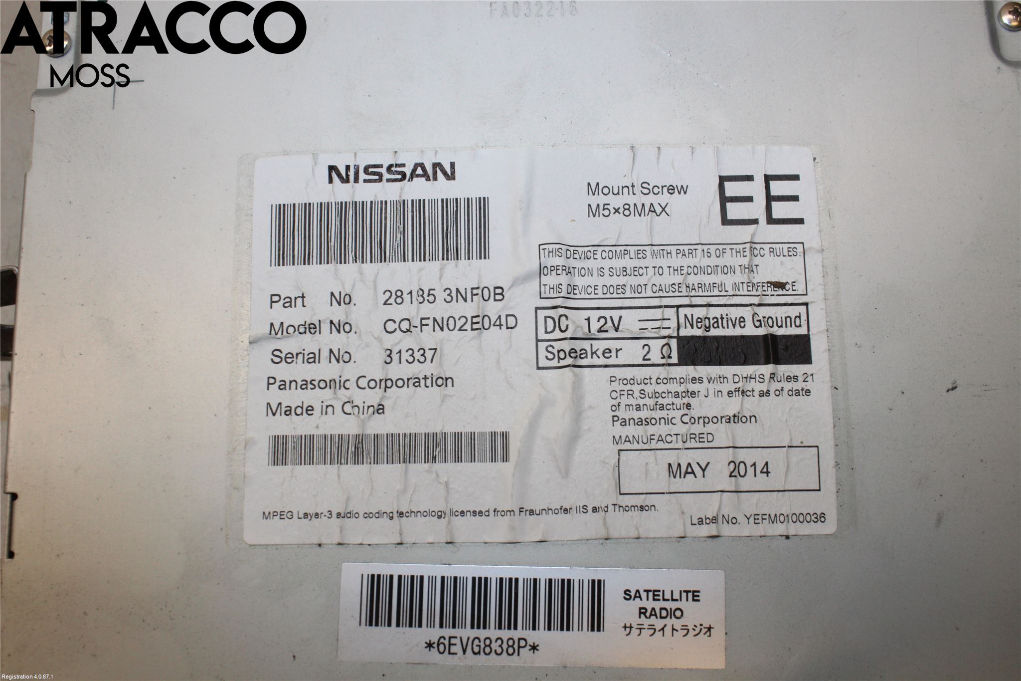Nissan LEAF 11-17 Stereo Radio Med Cd