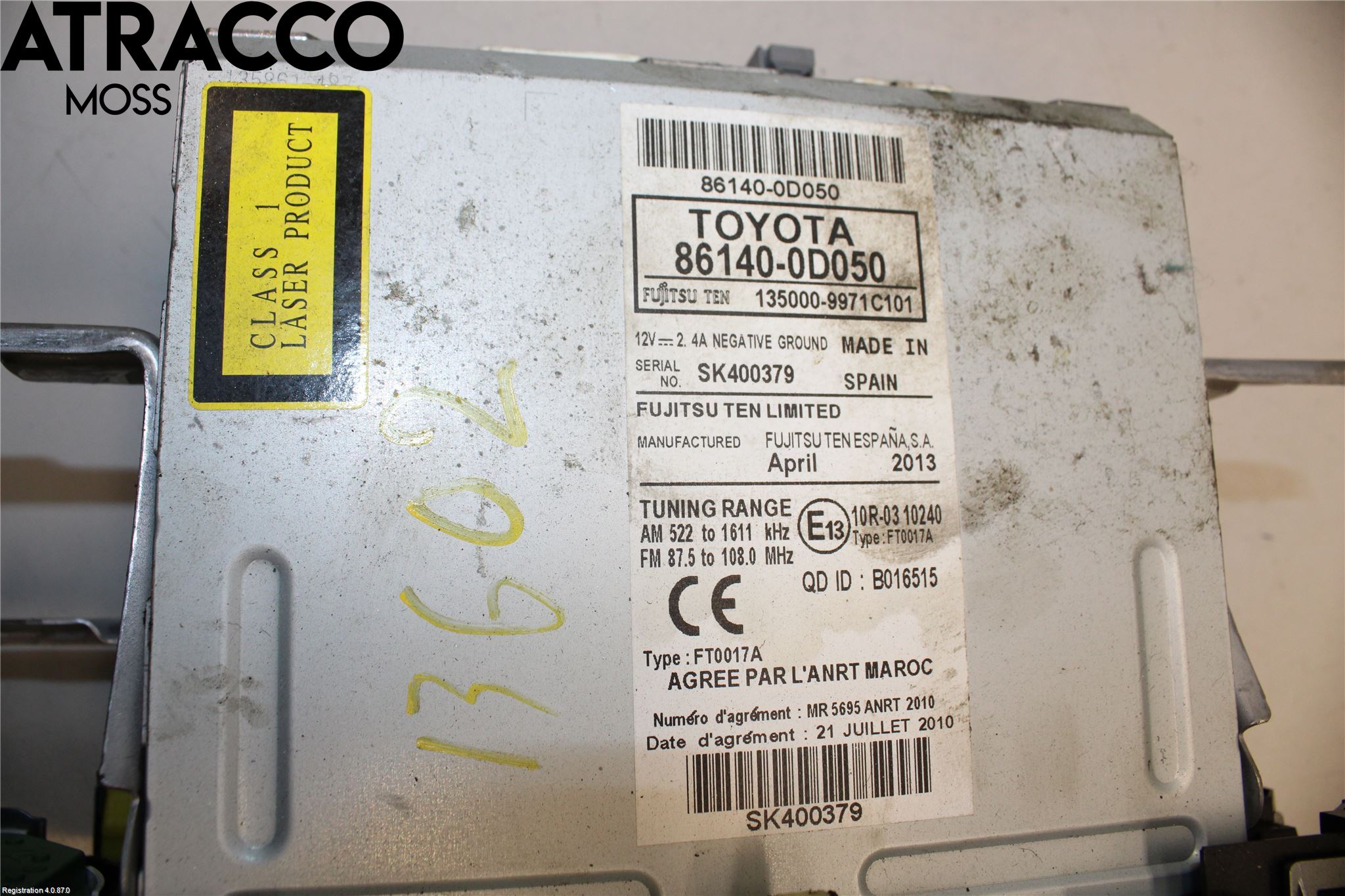 Toyota YARIS XP130 12-14 Stereo Radio