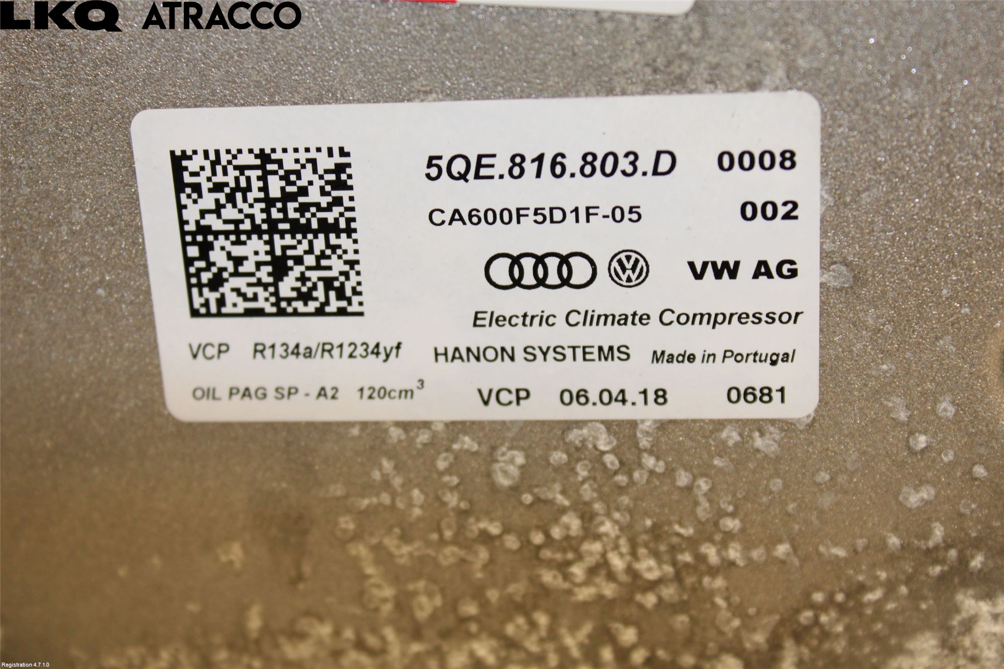 Volkswagen VW GOLF / E-GOLF VII 13-20 Varme Ac Kompressor