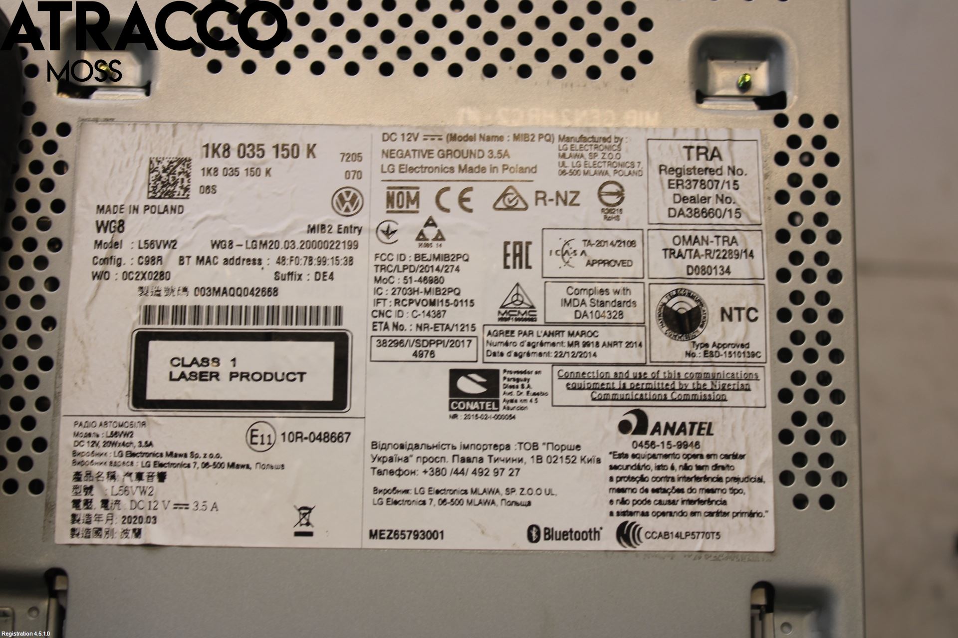 Volkswagen VW CADDY 16-20 Stereo Radio Med Cd