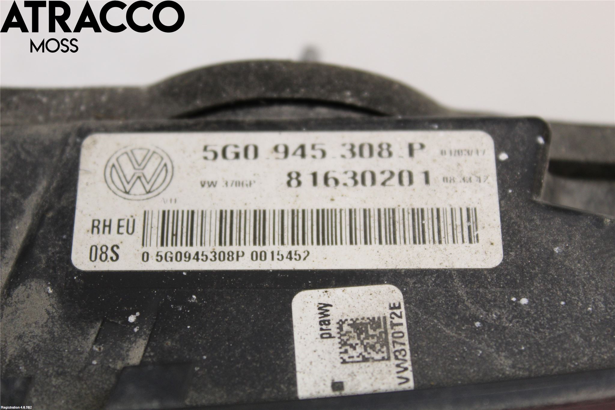 Volkswagen VW GOLF / E-GOLF VII 13-20 Baklykt Høyre  På Luke(Indre)