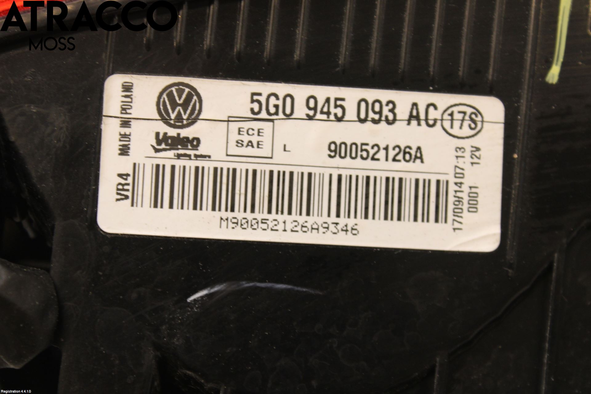 Volkswagen VW GOLF PLUS/CROSS GOLF 04-14 Baklykt Venstre  På Luke(Indre