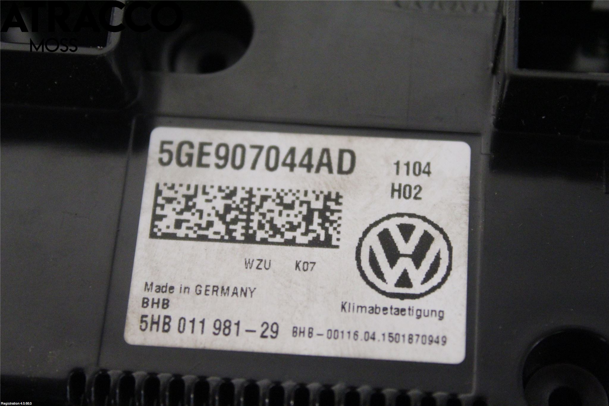 Volkswagen VW GOLF / E-GOLF VII 13-20 Varme Ac Betjening-Display
