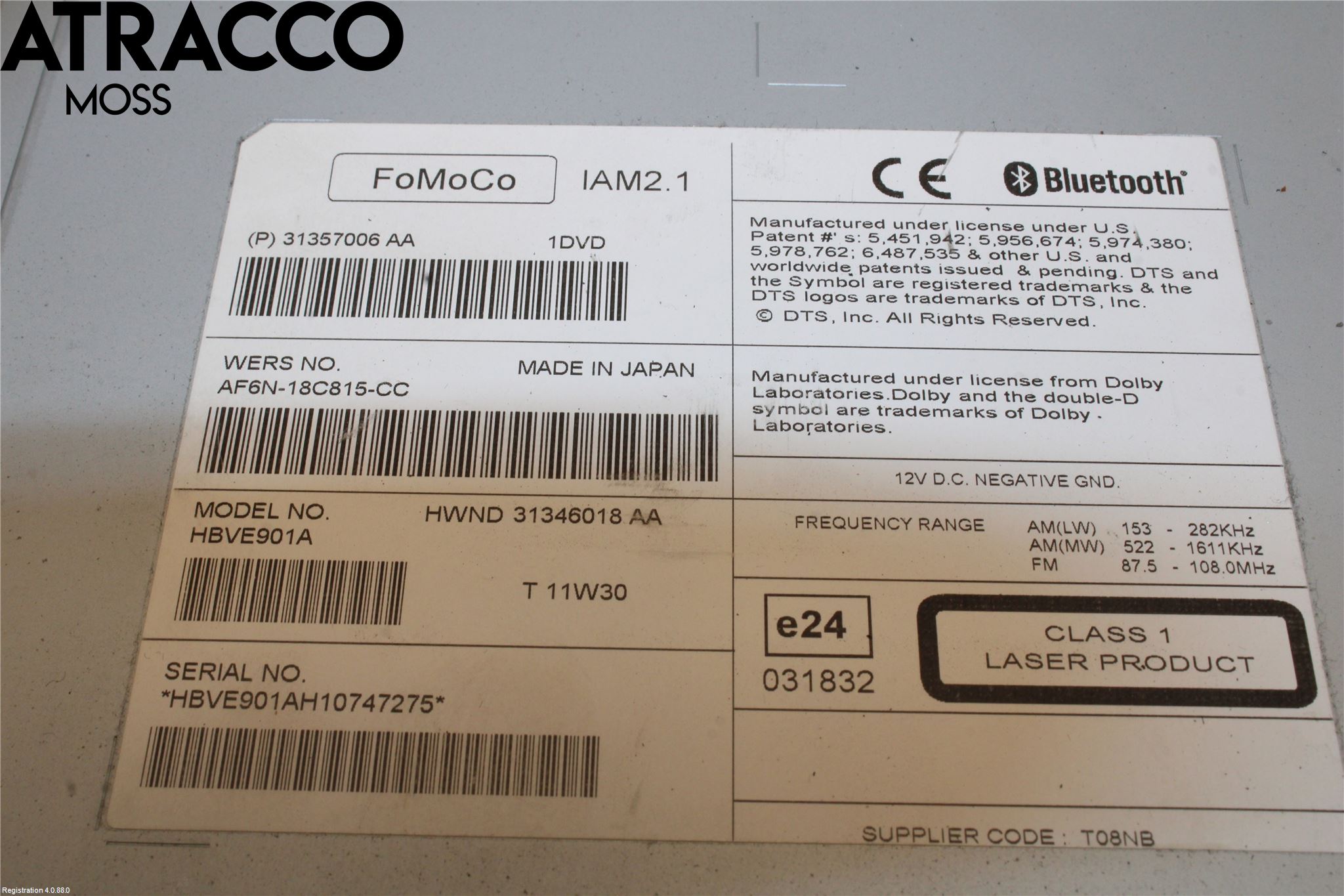 Volvo V60 11-13 Stereo Radio