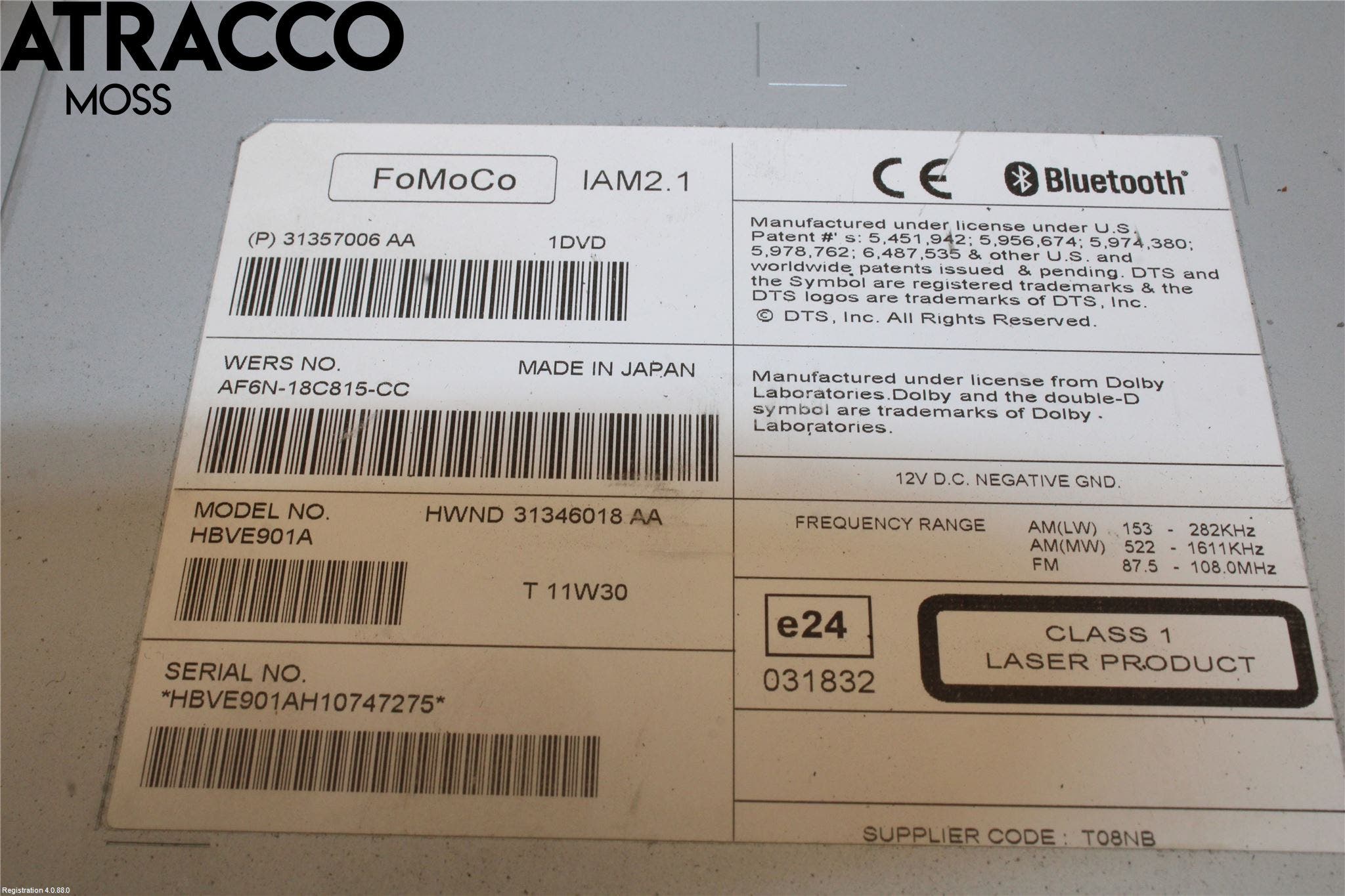 Volvo V60 11-13 Stereo Radio