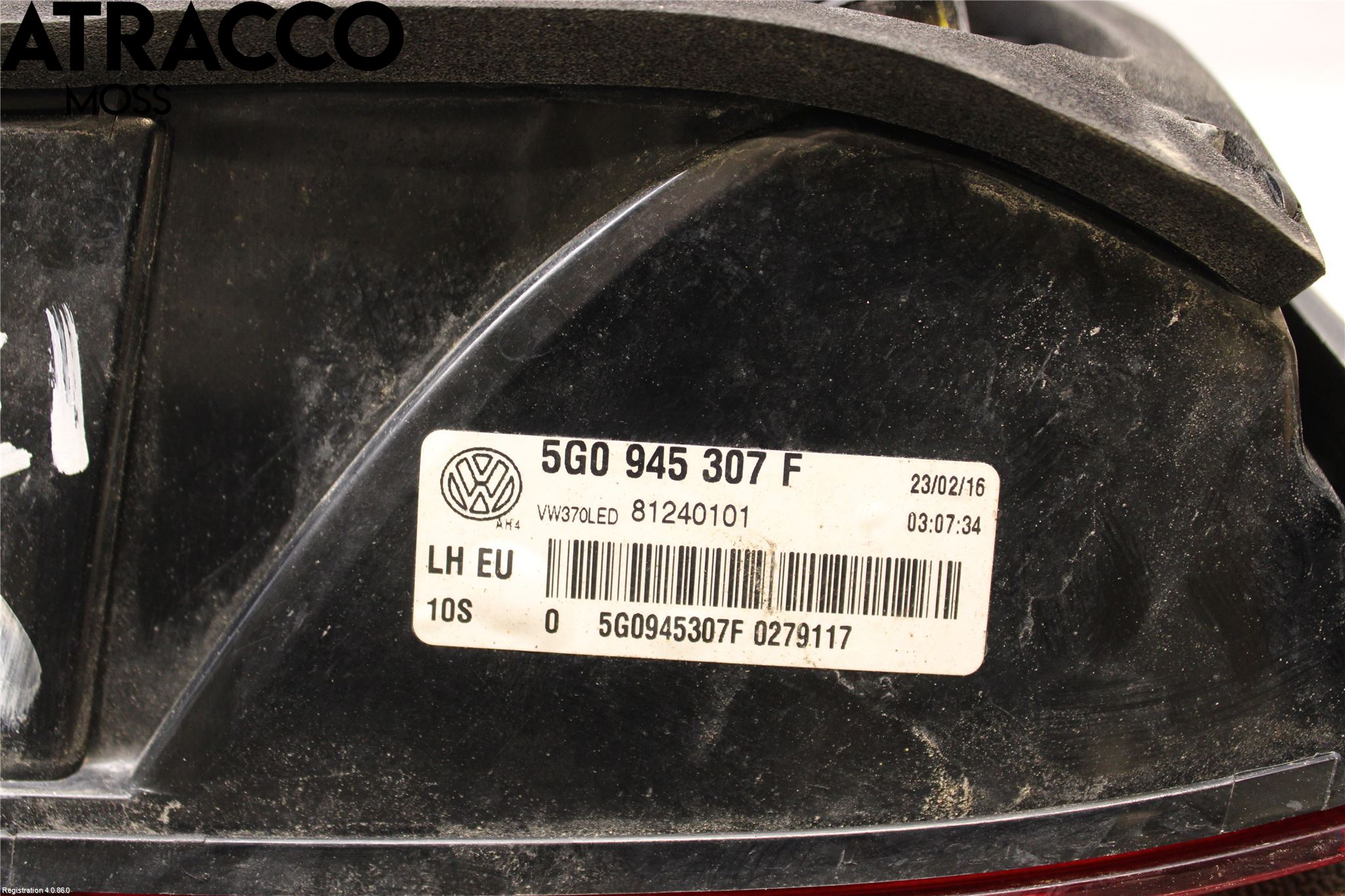 Volkswagen VW GOLF / E-GOLF VII 13-20 Baklykt Venstre  På Luke(Indre