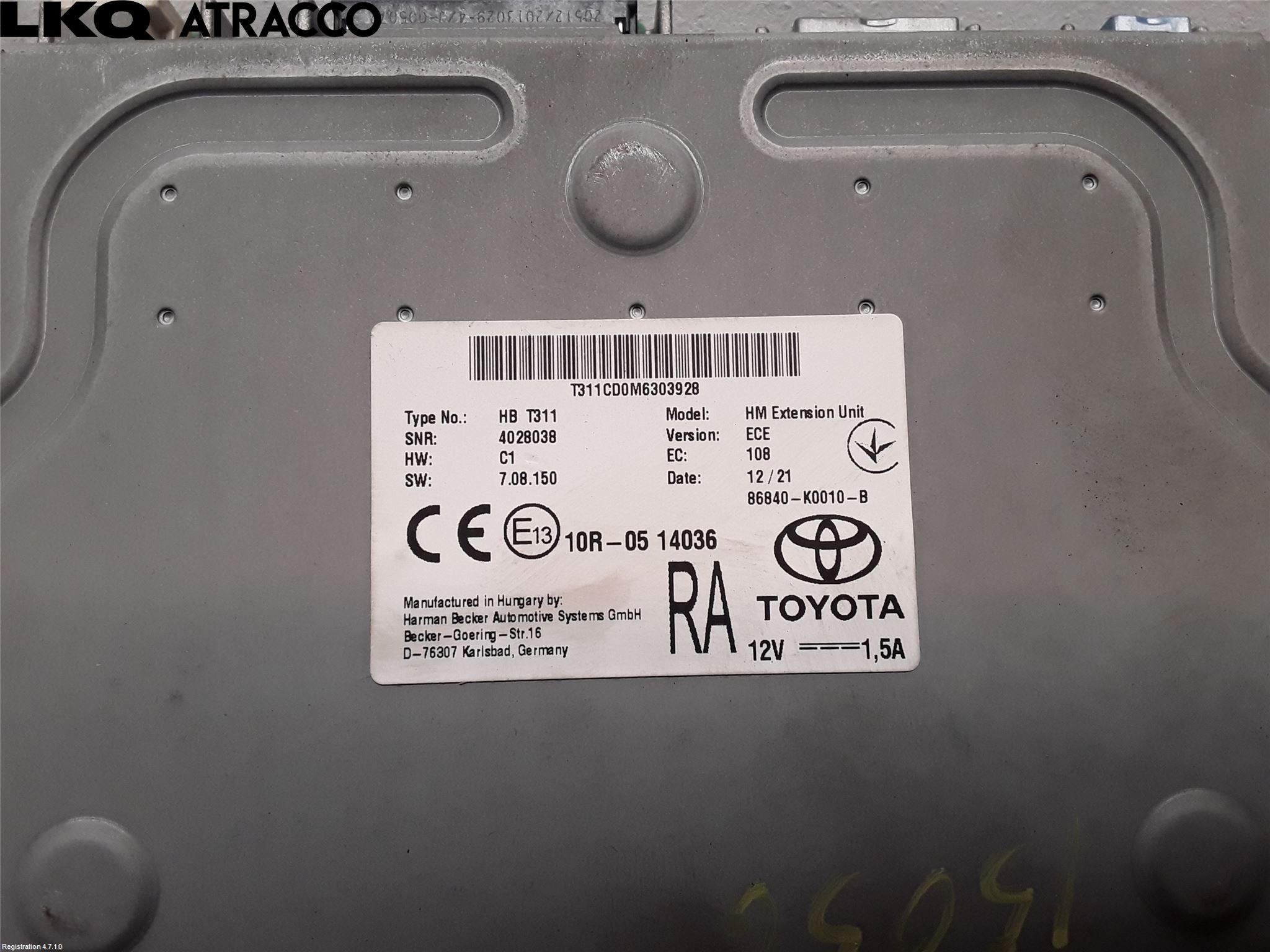 Toyota COROLLA 19- Styreenhet Øvrig