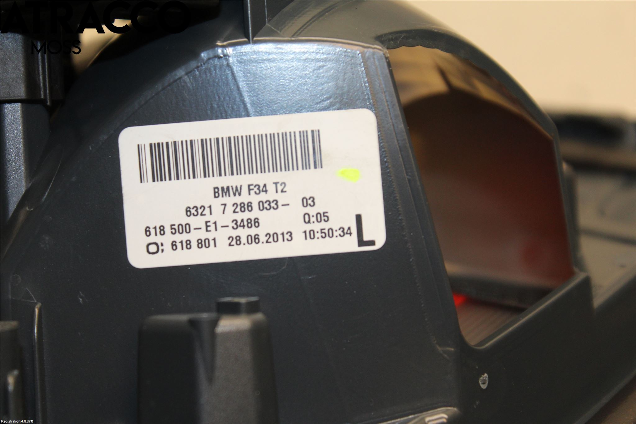 BMW 3 GT F34 13-19 Baklykt Venstre  På Luke(Indre