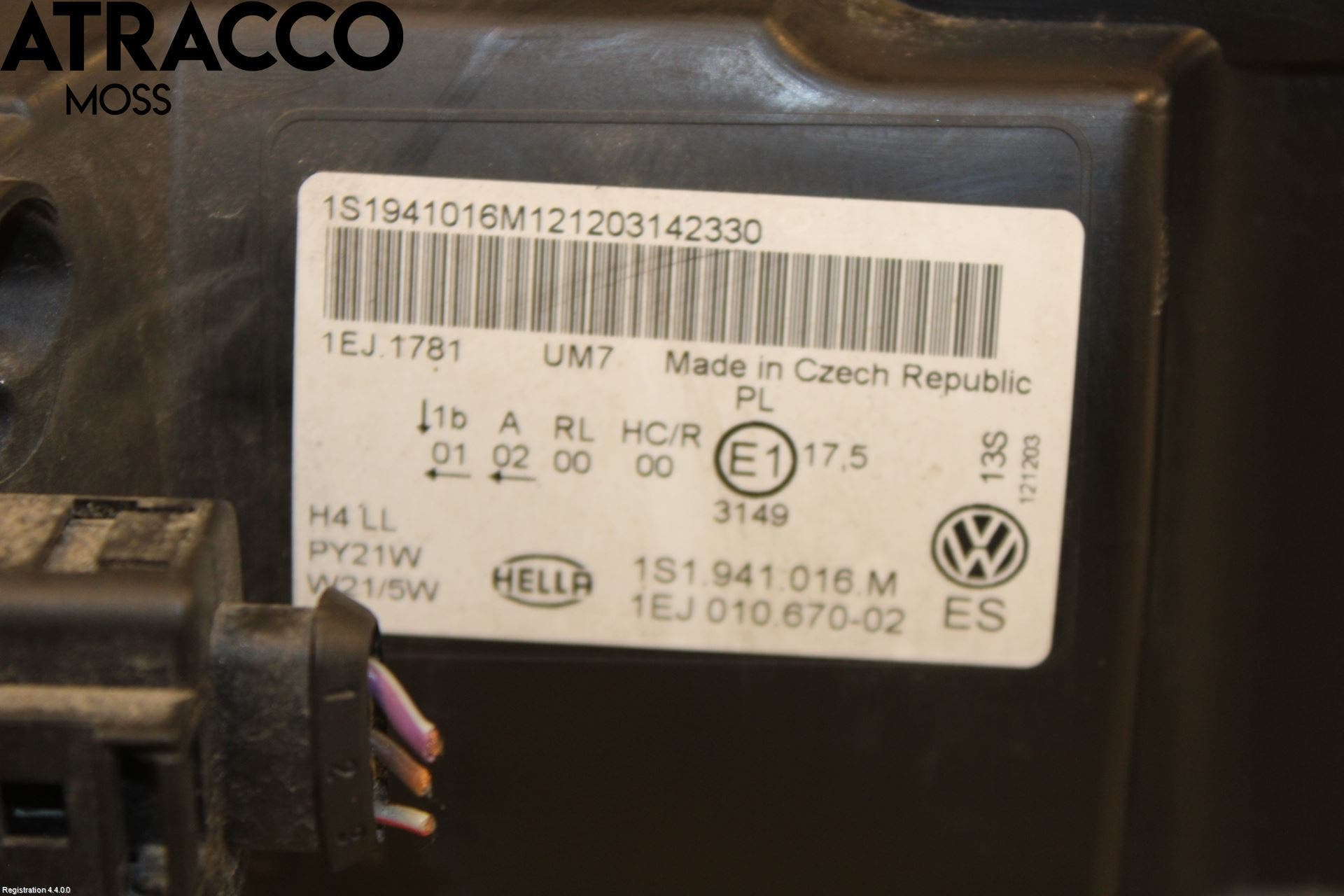 Volkswagen VW UP! / E-UP! Frontlykt Høyre