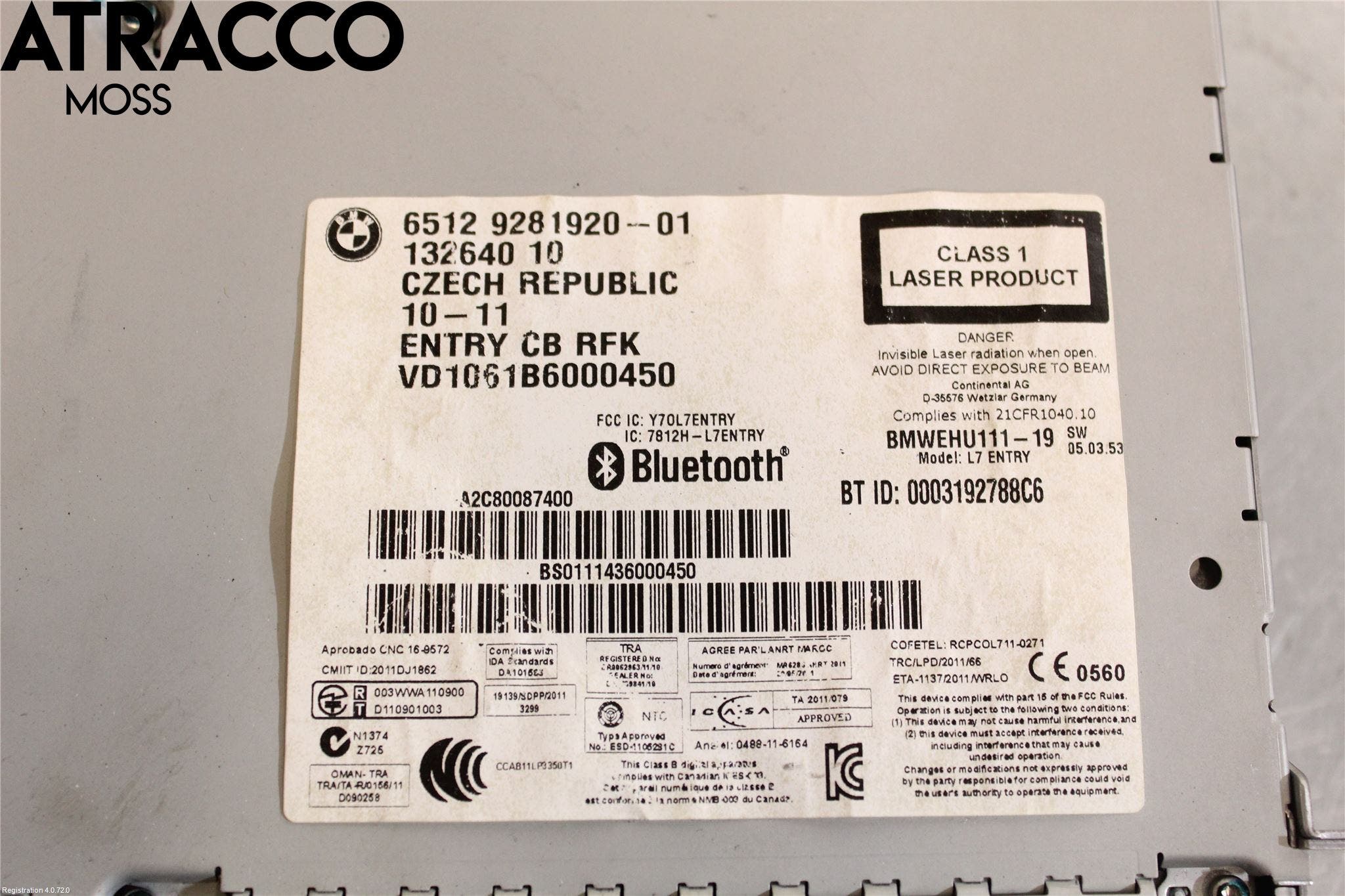 BMW 1 F20/F21 11-19 Stereo Radio Med Cd