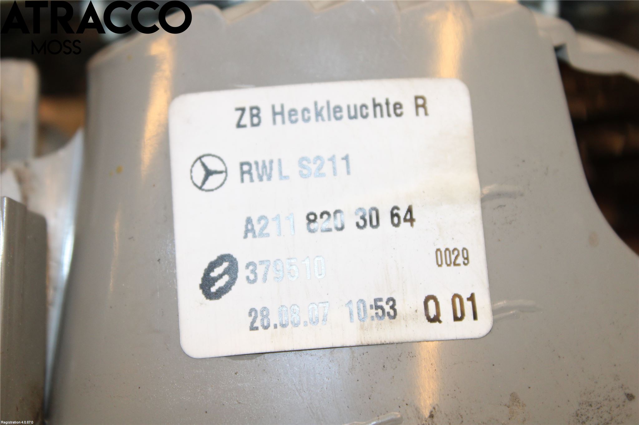 Mercedes-Benz MB E-KLASS (W211) 02-09 Baklykt Høyre  På Luke(Indre)