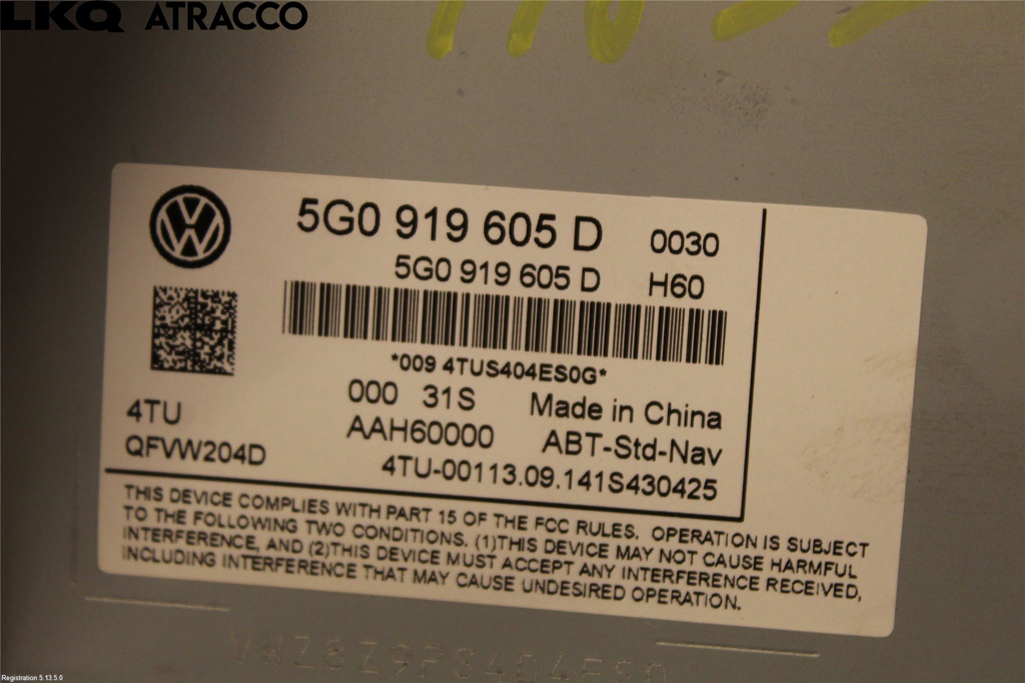 Volkswagen VW GOLF / E-GOLF VII 13-20 Multifunktionsdisplay