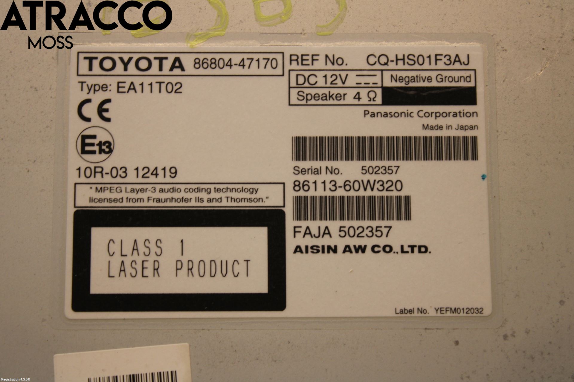 Toyota PRIUS+ ZVW40 12-20 Stereo Radio