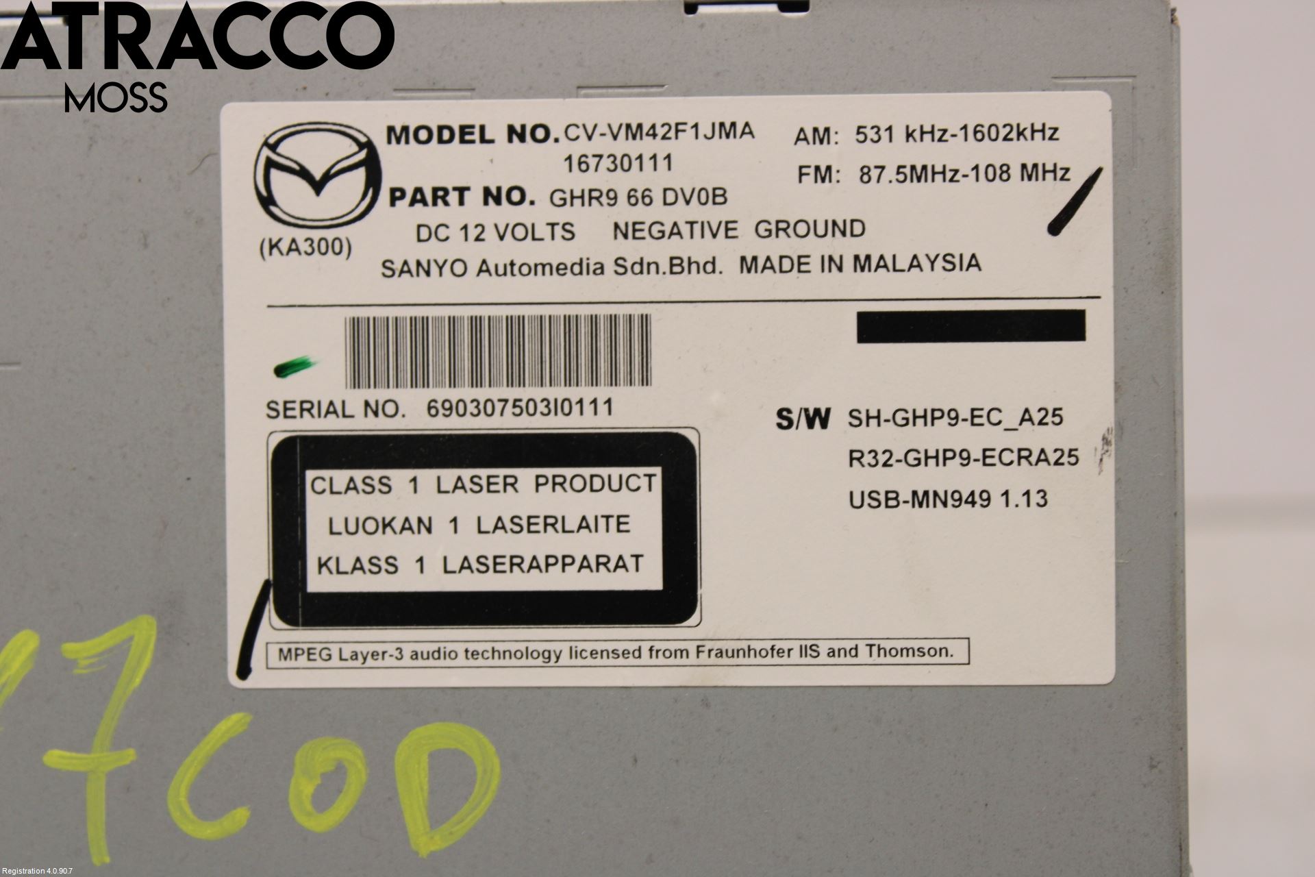 Mazda 6 13- Stereo Radio Med Cd